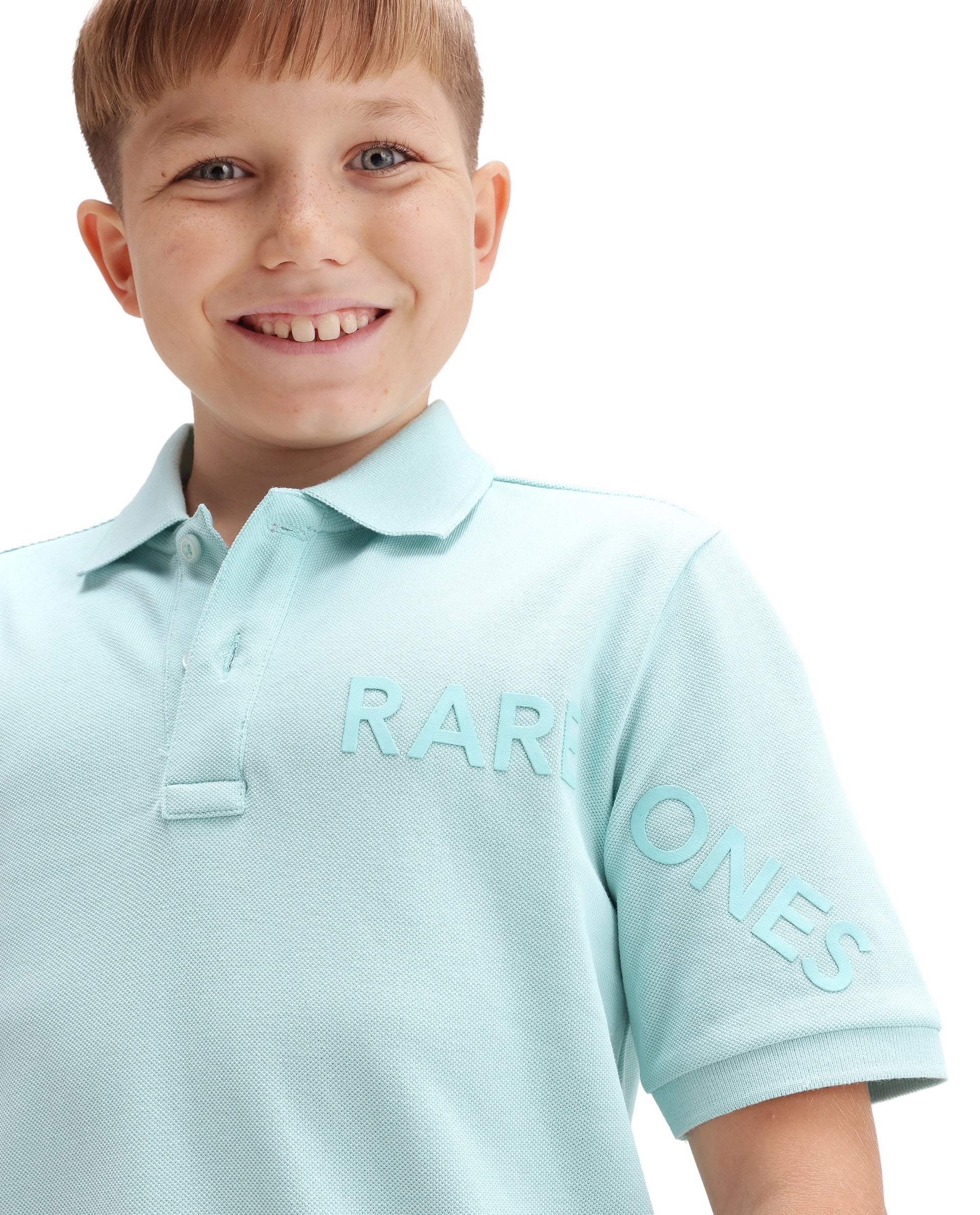 Rare Ones Kids Tenet Fluorescent Blue Cotton Fabric Button Closure Regular Fit Polo