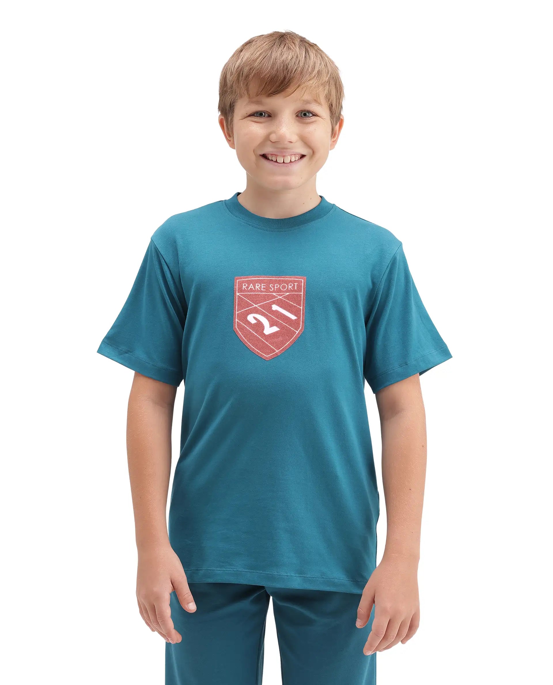 Rare Ones Kids Vars Blue Cotton Blend Fabric Pull-On Closure Regular Fit T-Shirt