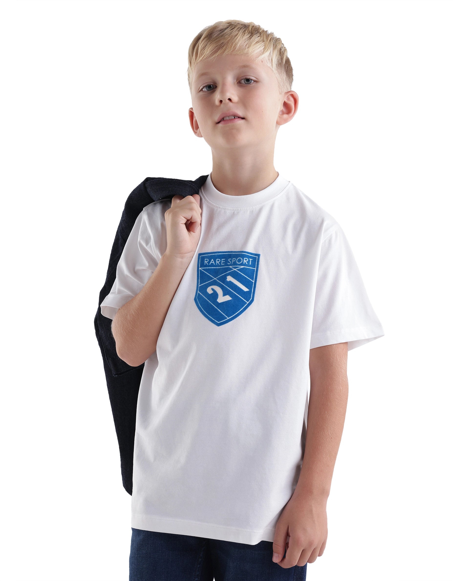 Rare Ones Kids Vars White Cotton Blend Fabric Pull-On Closure Regular Fit T-Shirt