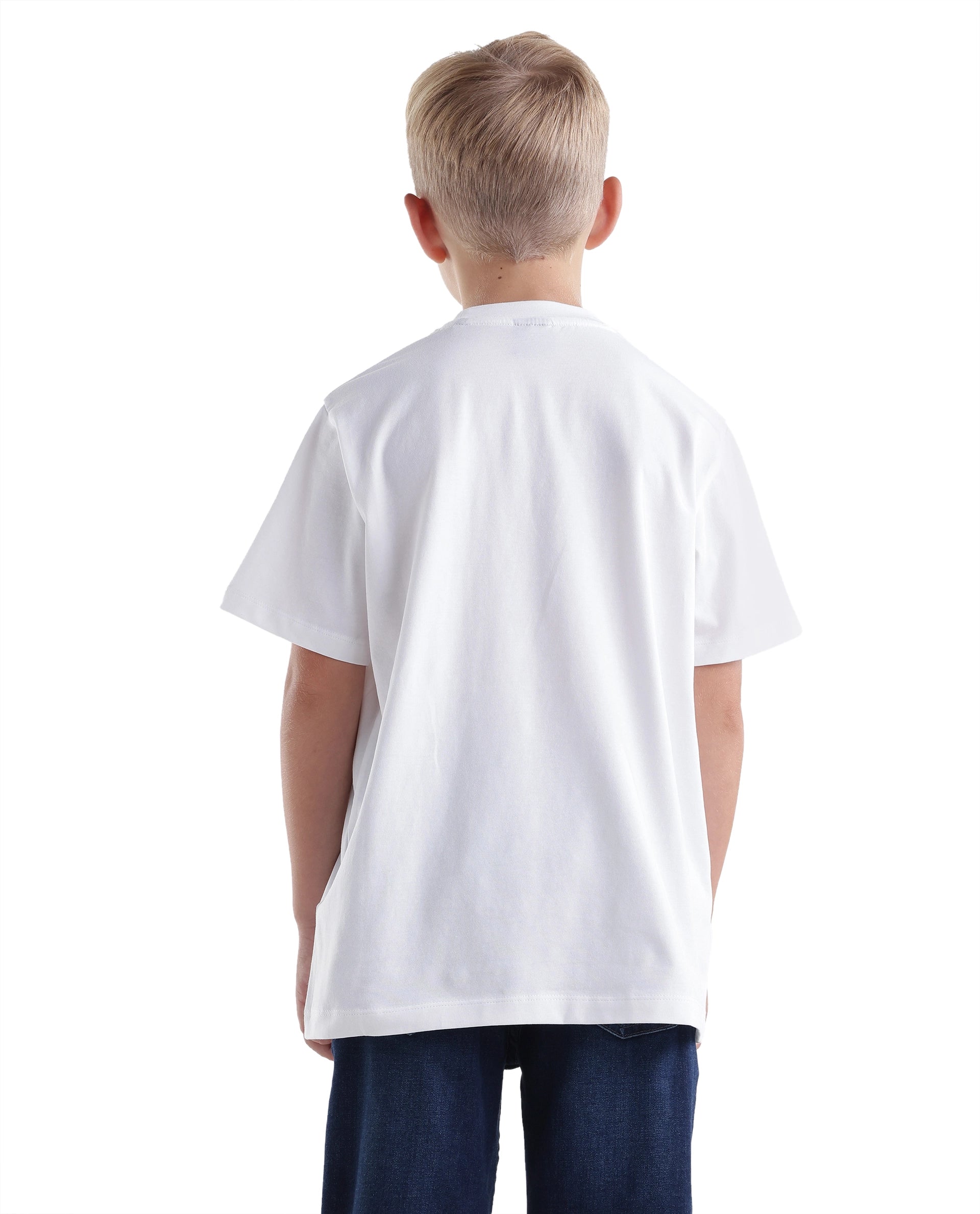 Rare Ones Kids Vars White Cotton Blend Fabric Pull-On Closure Regular Fit T-Shirt