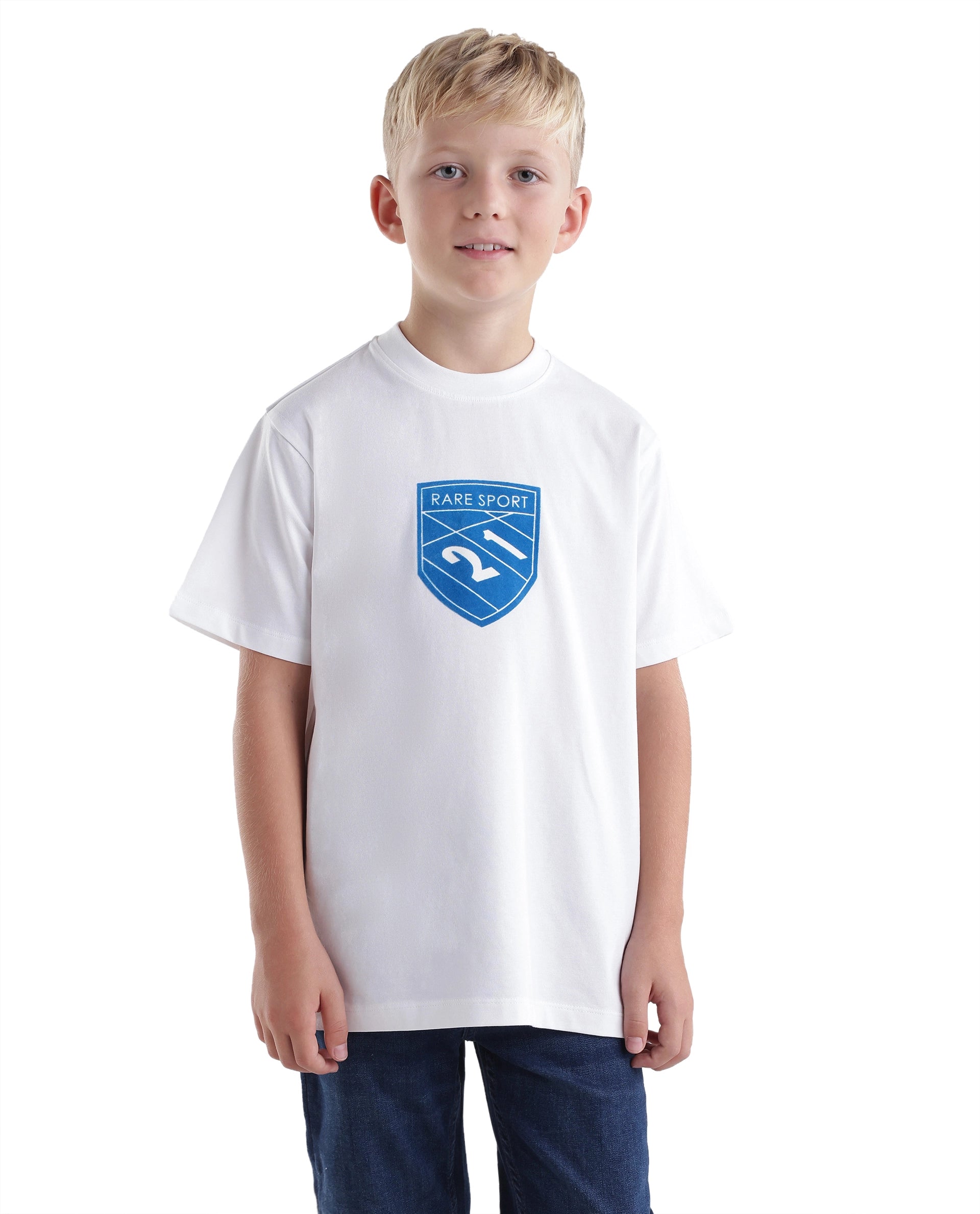Rare Ones Kids Vars White Cotton Blend Fabric Pull-On Closure Regular Fit T-Shirt