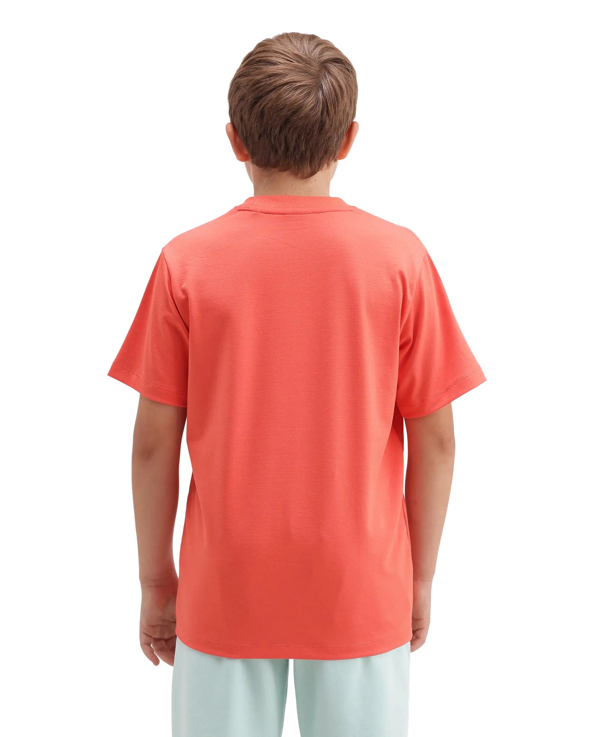 Rare Ones Kids Boun Orange Cotton Blend Fabric Pull-On Closure Regular Fit T-Shirt