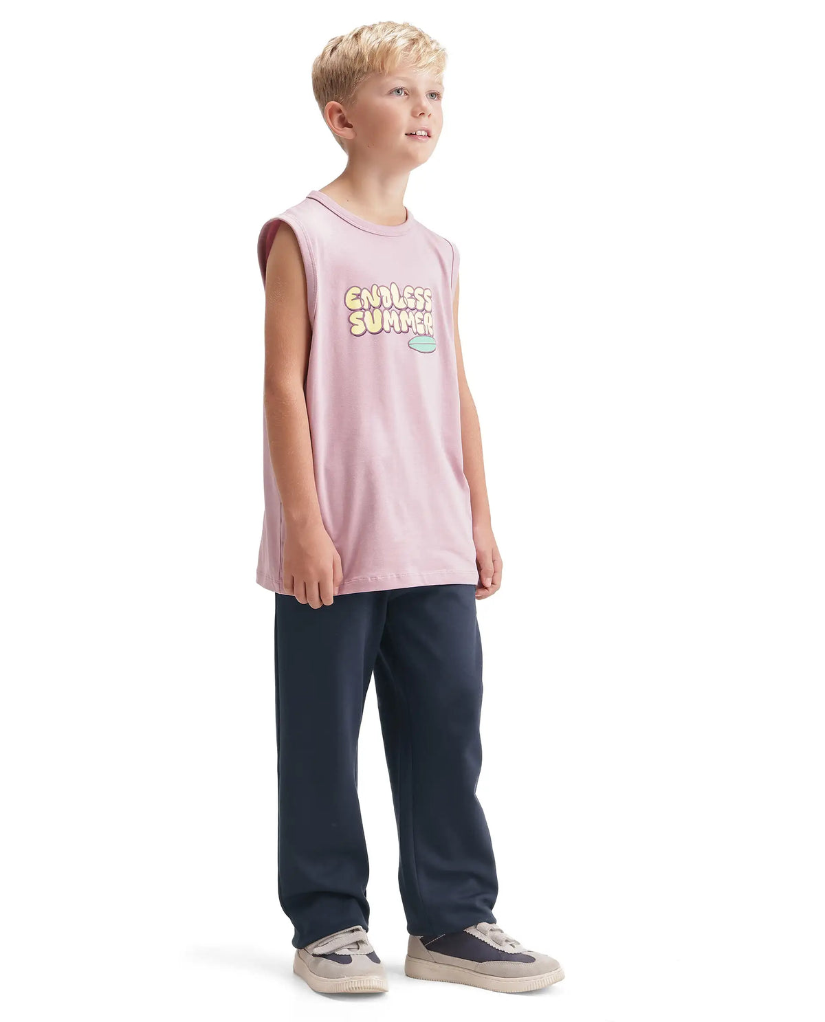 Rare Ones Kids Jose Navy Cotton Blend Fabric Drawstring Closure Regular Plain Track Pant