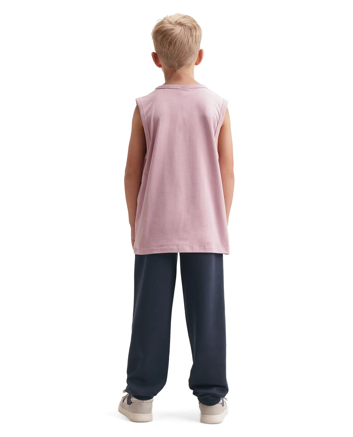 Rare Ones Kids Jose Navy Cotton Blend Fabric Drawstring Closure Regular Plain Track Pant