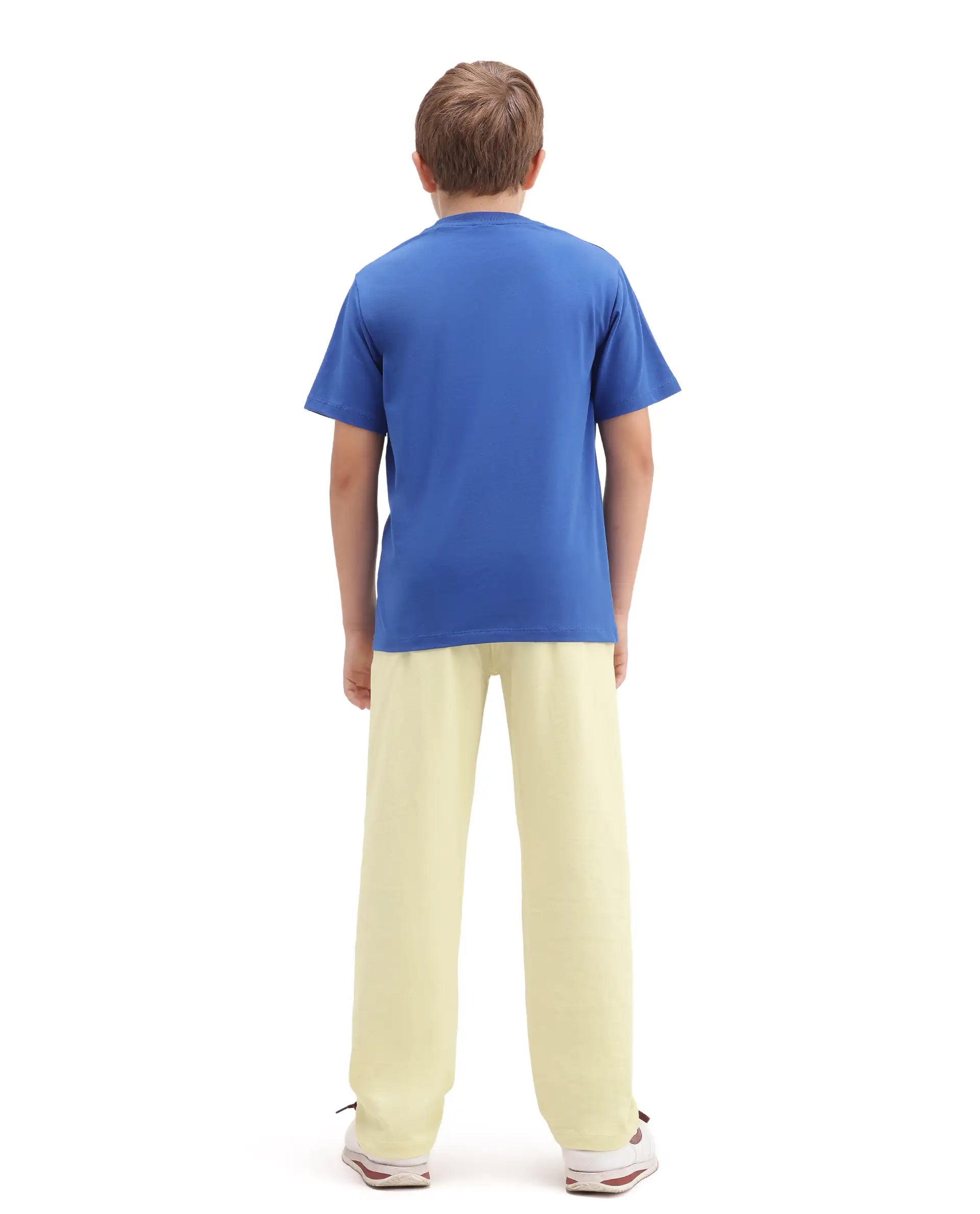 Rare Ones Kids Edgar Light Yellow Cotton Fabric Drawstring Closure Regular Plain Track Pant