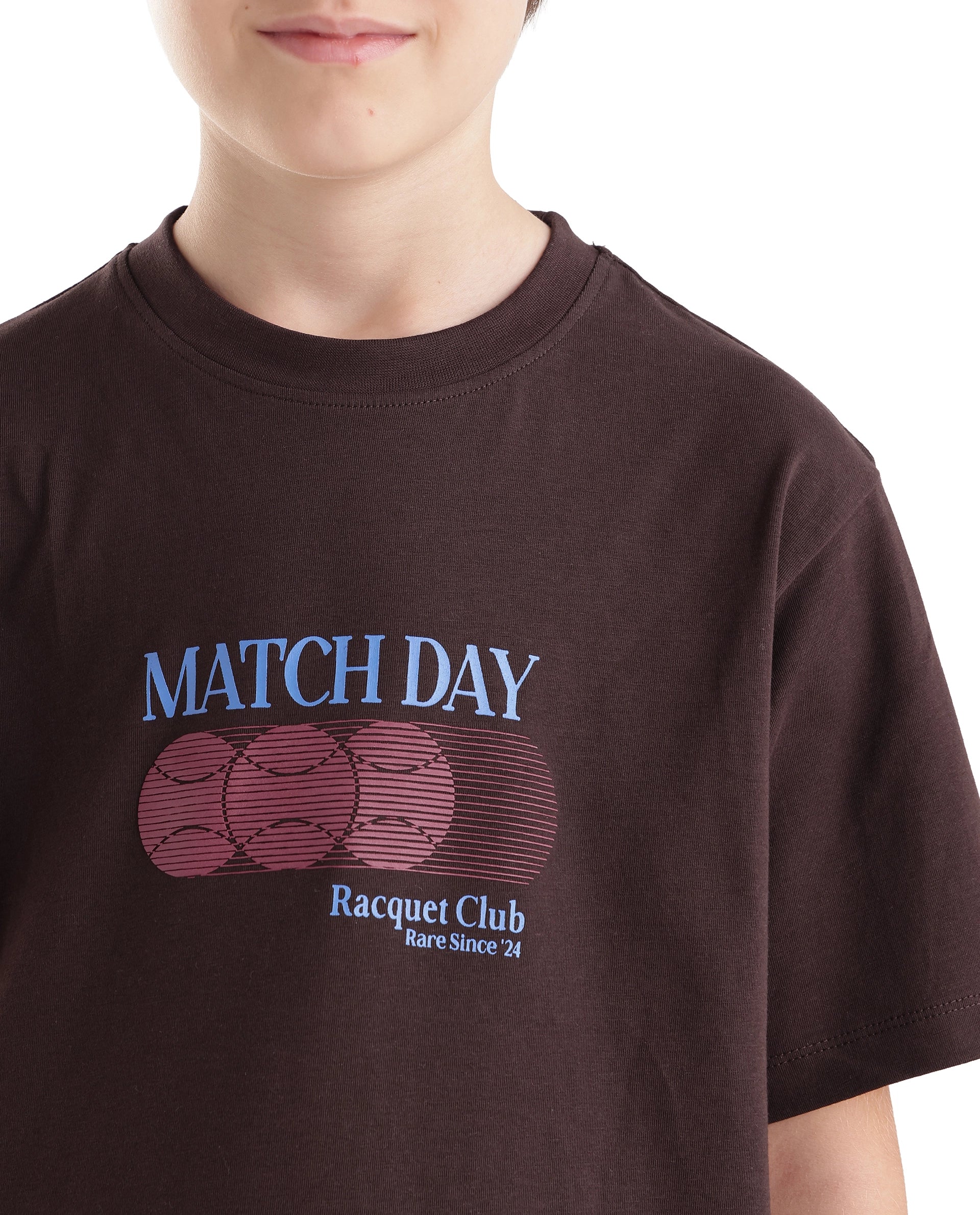 Rare Ones Kids Tega Dark Brown Cotton Blend Fabric Pull-On Closure Regular Fit Graphic Print T-Shirt