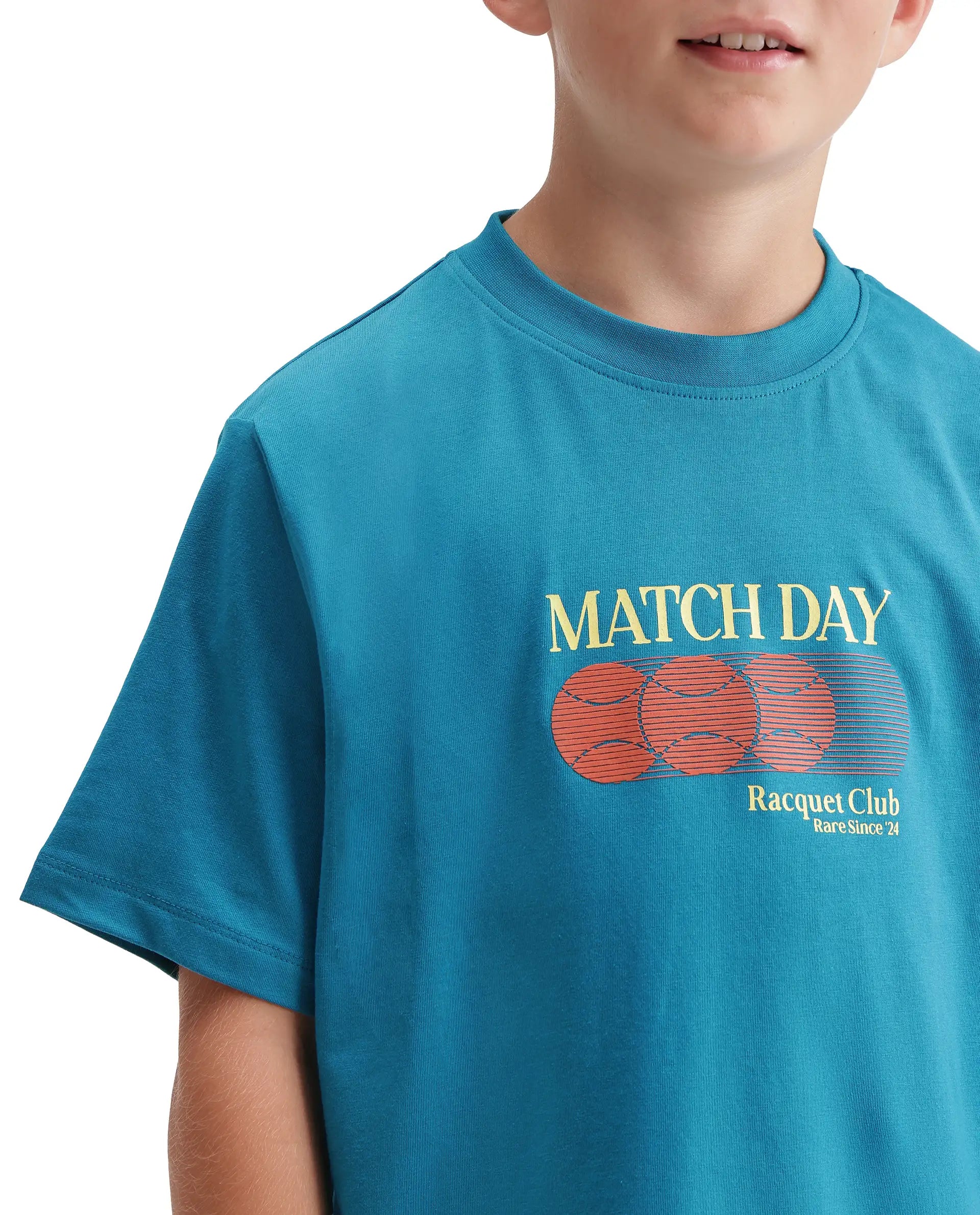 Rare Ones Kids Tega Teal Cotton Blend Fabric Pull-On Closure Regular Fit Graphic Print T-Shirt