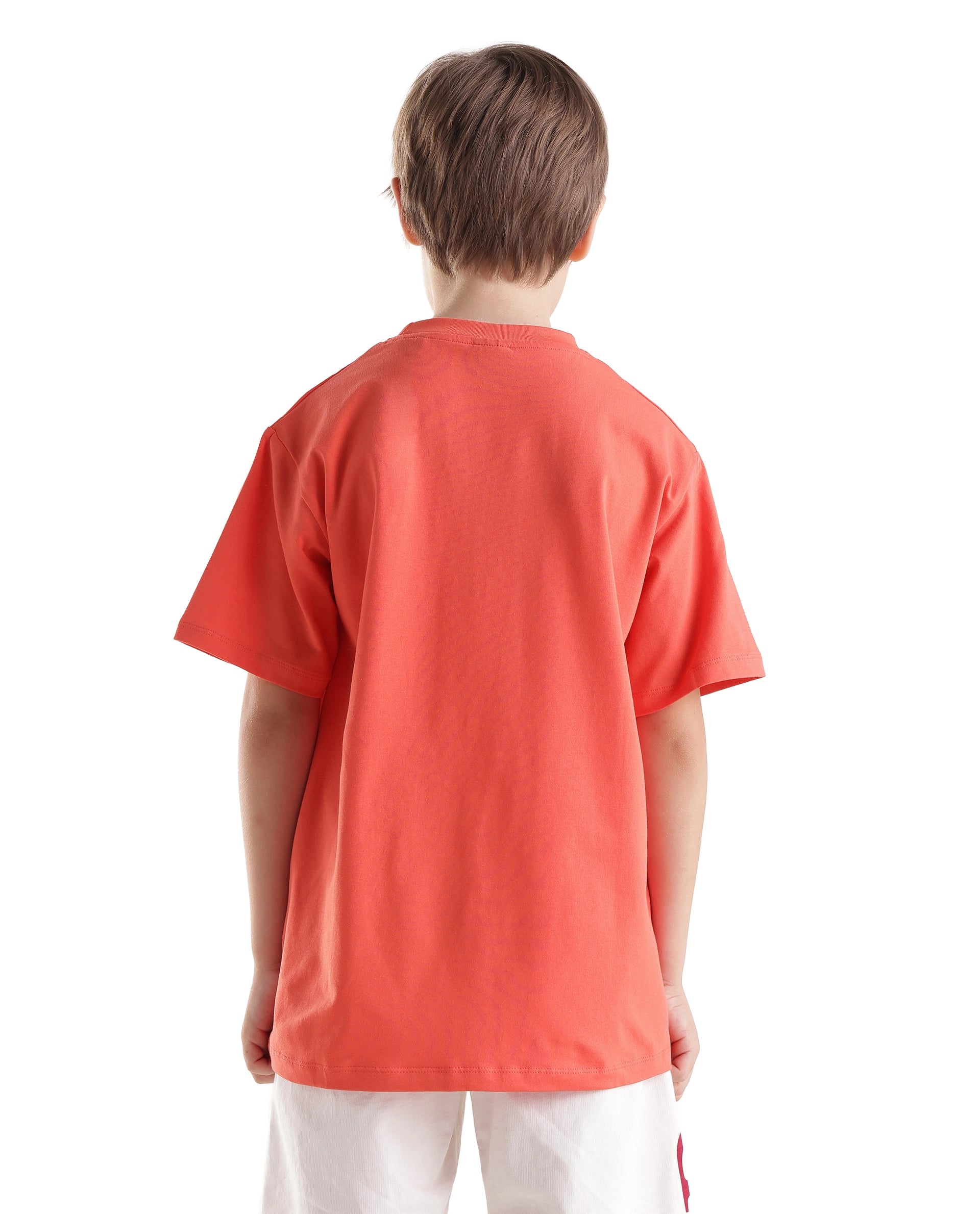 Rare Ones Kids Fran Orange Cotton Blend Fabric Pull-On Closure Regular Fit Graphic Print T-Shirt