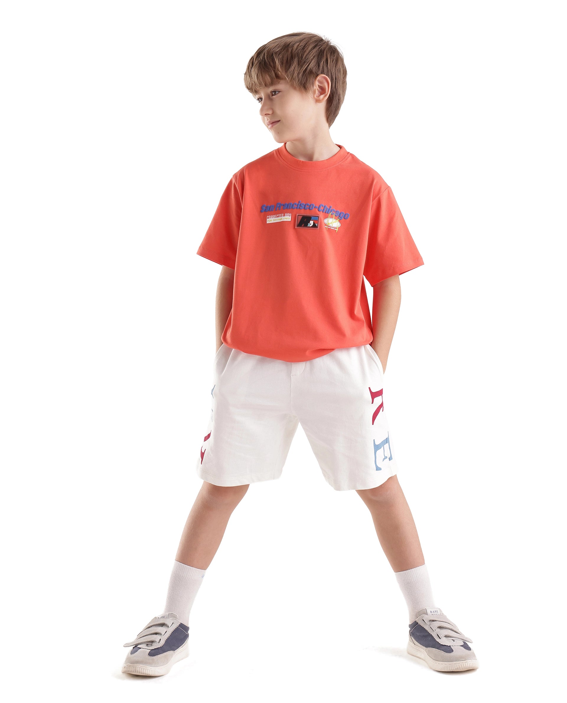 Rare Ones Kids Fran Orange Cotton Blend Fabric Pull-On Closure Regular Fit Graphic Print T-Shirt