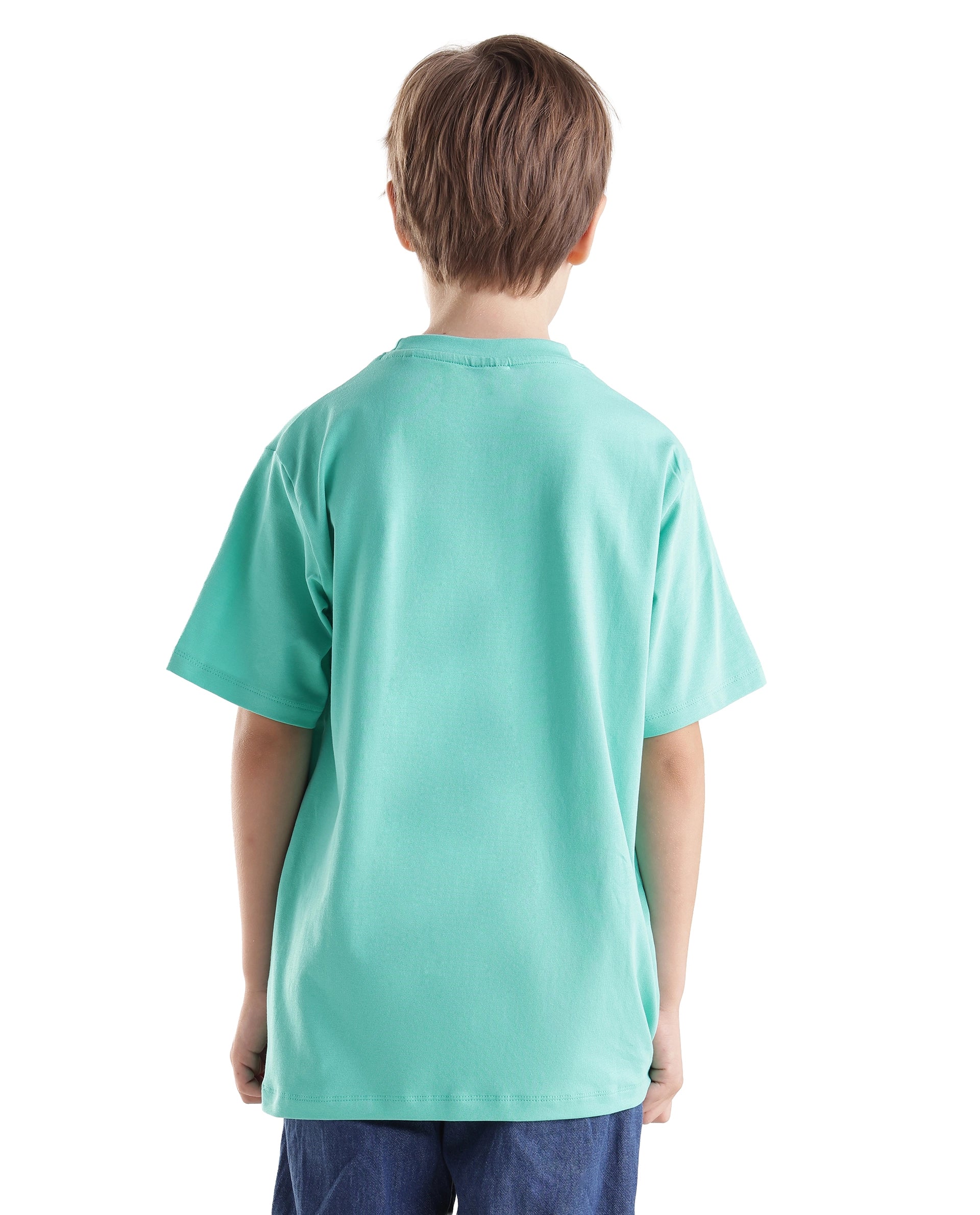 Rare Ones Kids Key Turq Cotton Blend Fabric Pull-On Closure Regular Fit Graphic Print T-Shirt