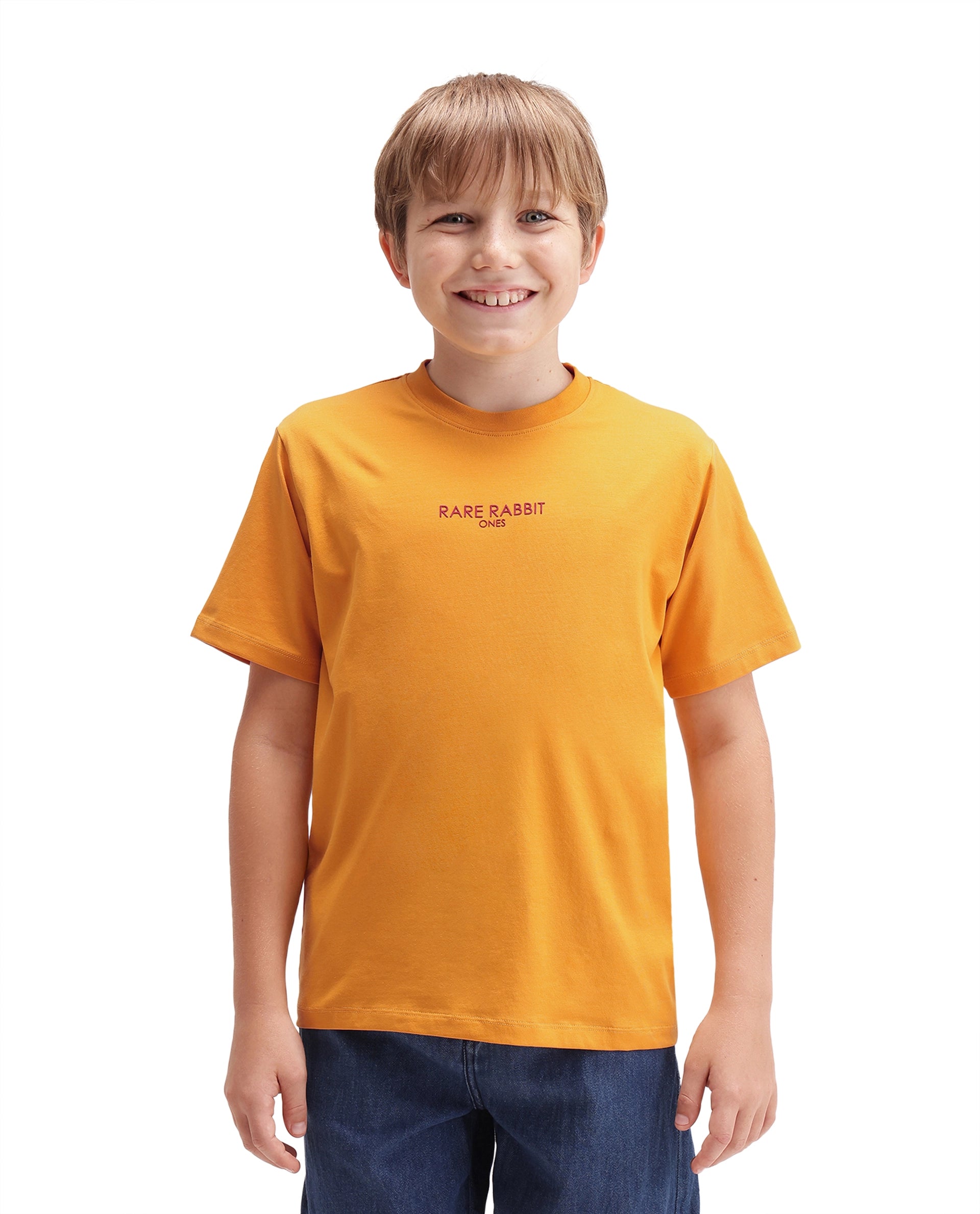 Rare Ones Kids Fego Dark Yellow Cotton Blend Fabric Pull-On Closure Regular Fit Graphic Print T-Shirt