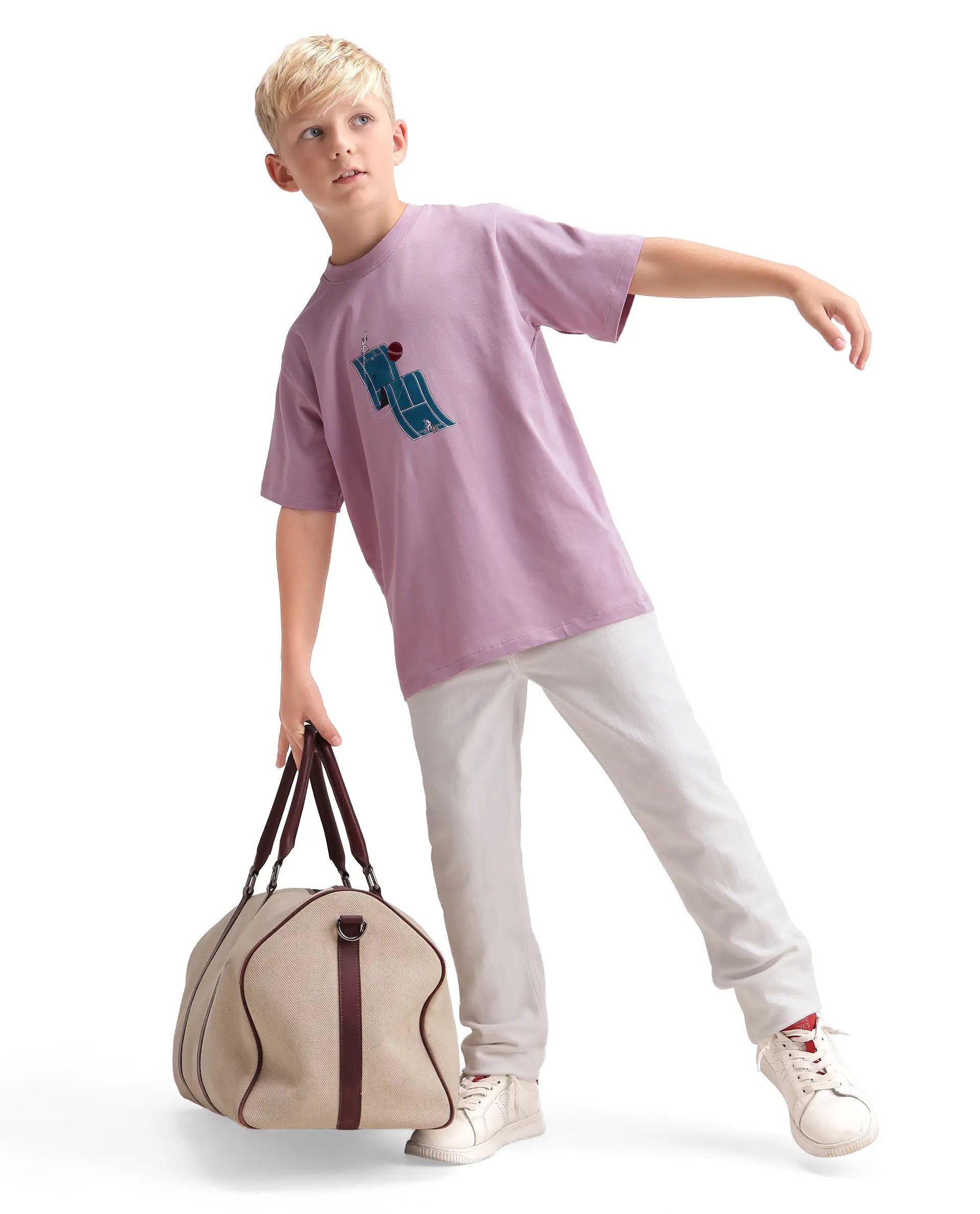 Rare Ones Kids Tome Light Pink Cotton Blend Fabric Pull-On Closure Regular Fit Graphic Print T-Shirt