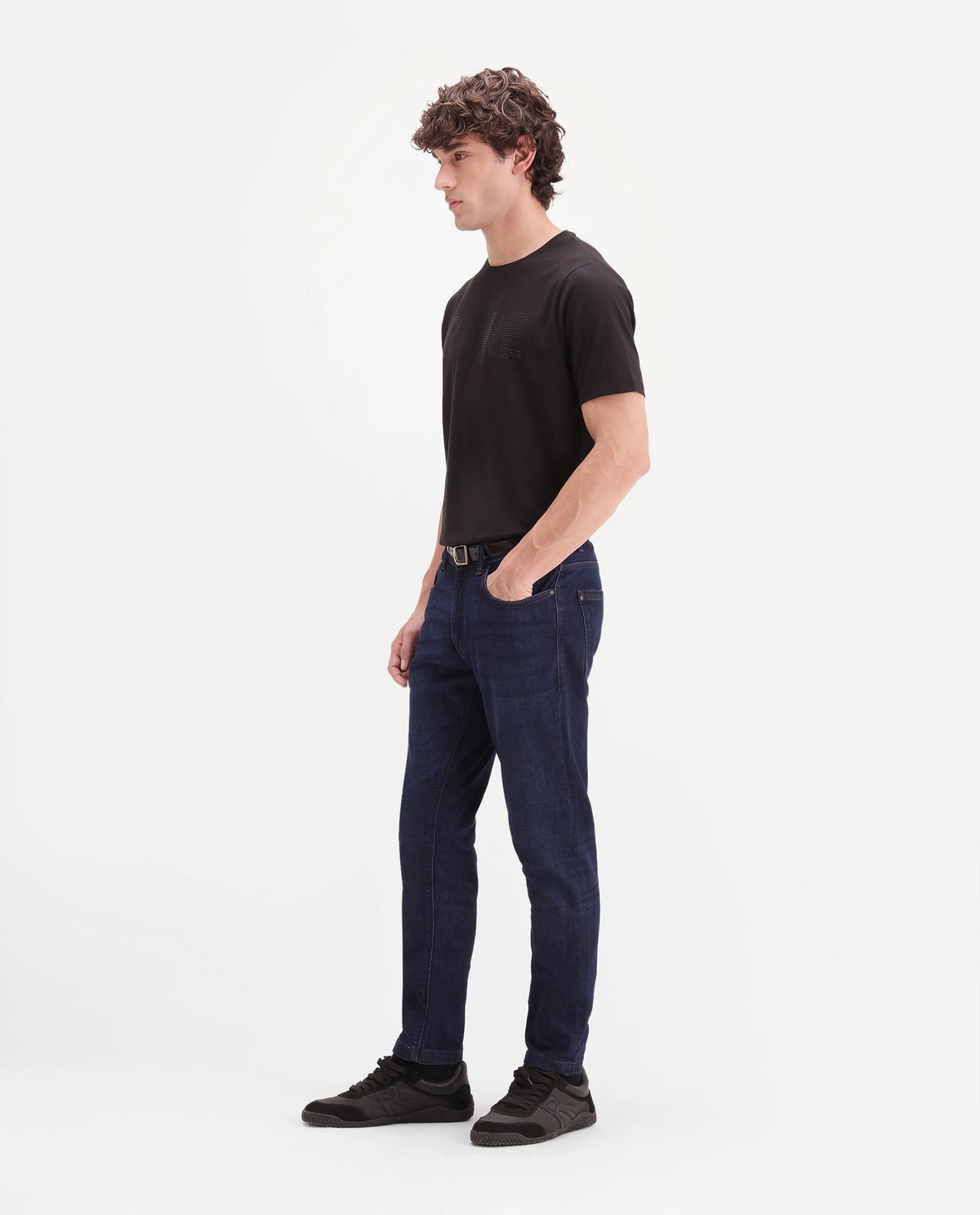Rare Rabbit Men's Toledo 26 Dark Navy Cotton Blend Hawk Slim Plain Jeans
