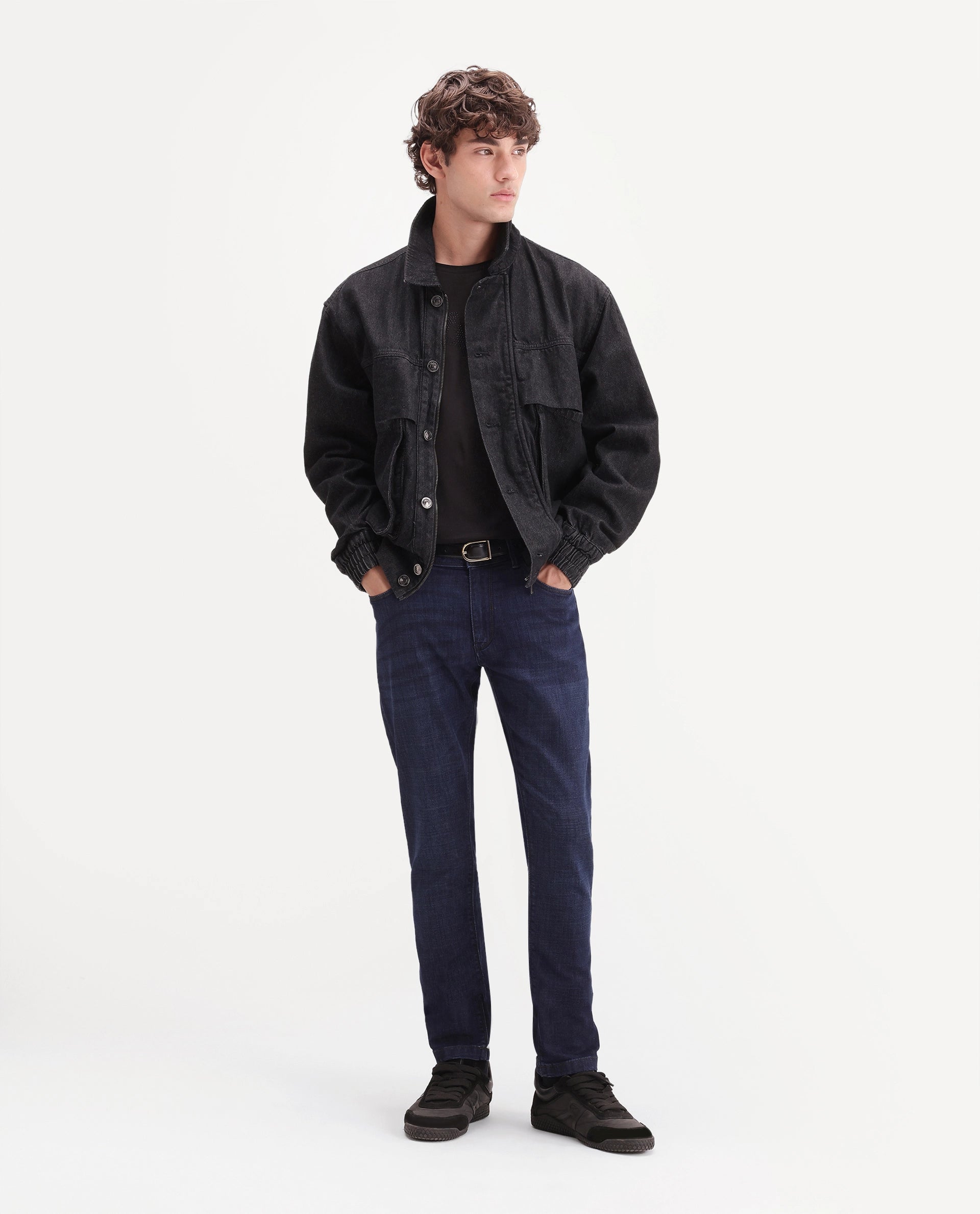 Rare Rabbit Men's Toledo 26 Dark Navy Cotton Blend Hawk Slim Plain Jeans