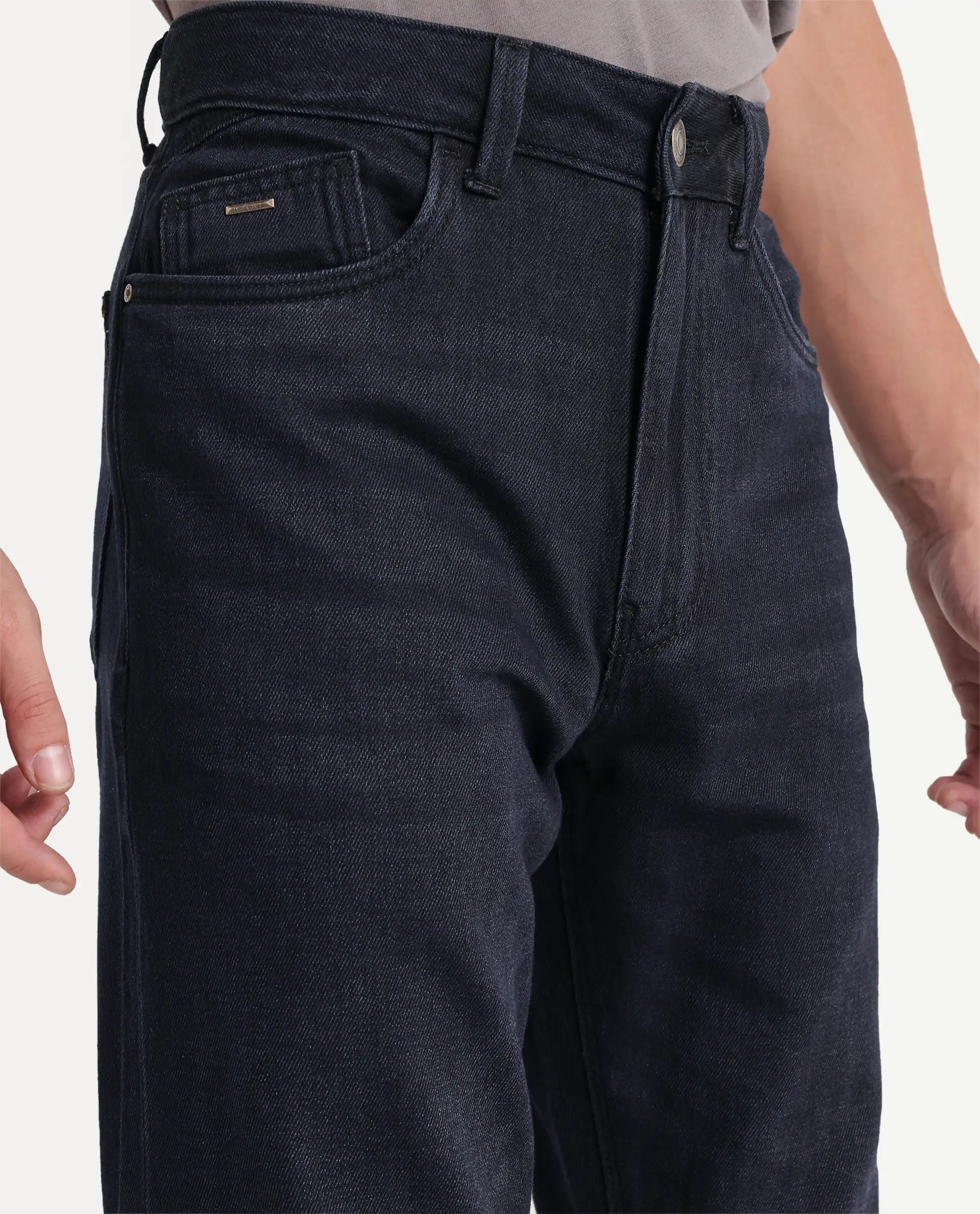 Rare Rabbit Men's Indy 26 Dark Navy Cotton Morris Regular Plain Jeans