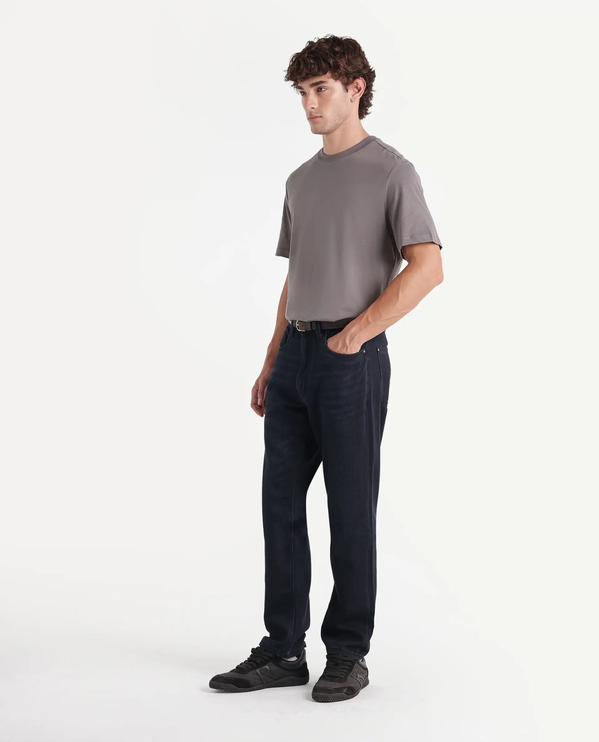 Rare Rabbit Men's Indy 26 Dark Navy Cotton Morris Regular Plain Jeans