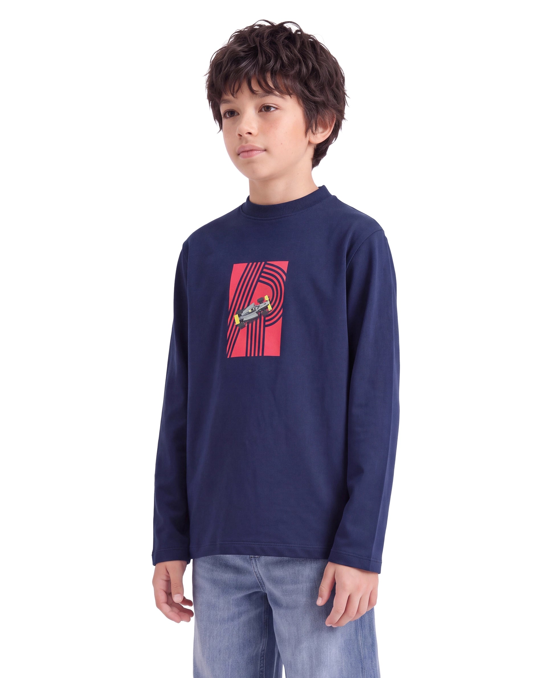 Rare Ones Kids Boet Navy Cotton Fabric Pull-On Regular Fit Graphic Print T-Shirt