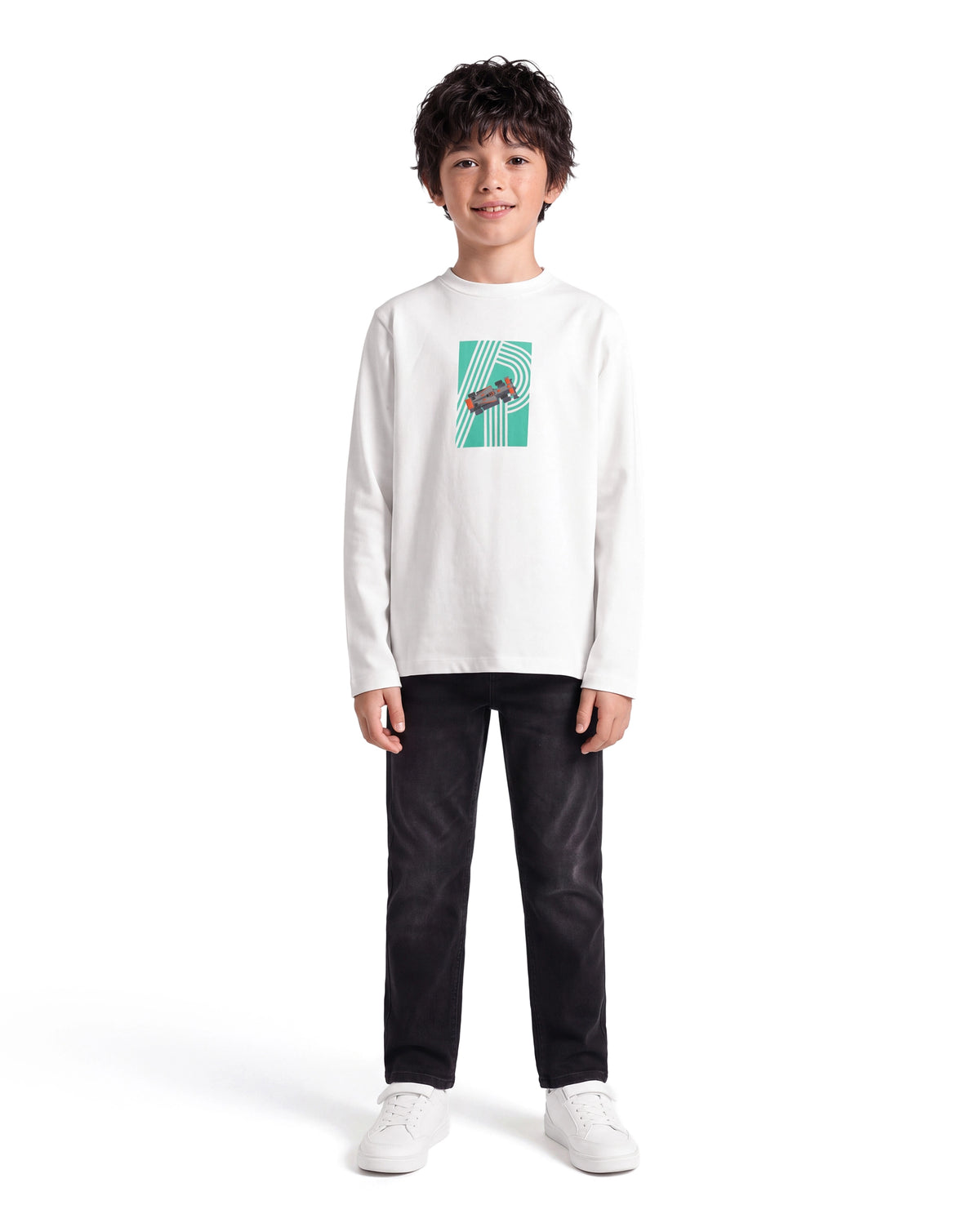 Rare Ones Kids Boet Off White Cotton Fabric Pull-On Regular Fit Graphic Print T-Shirt