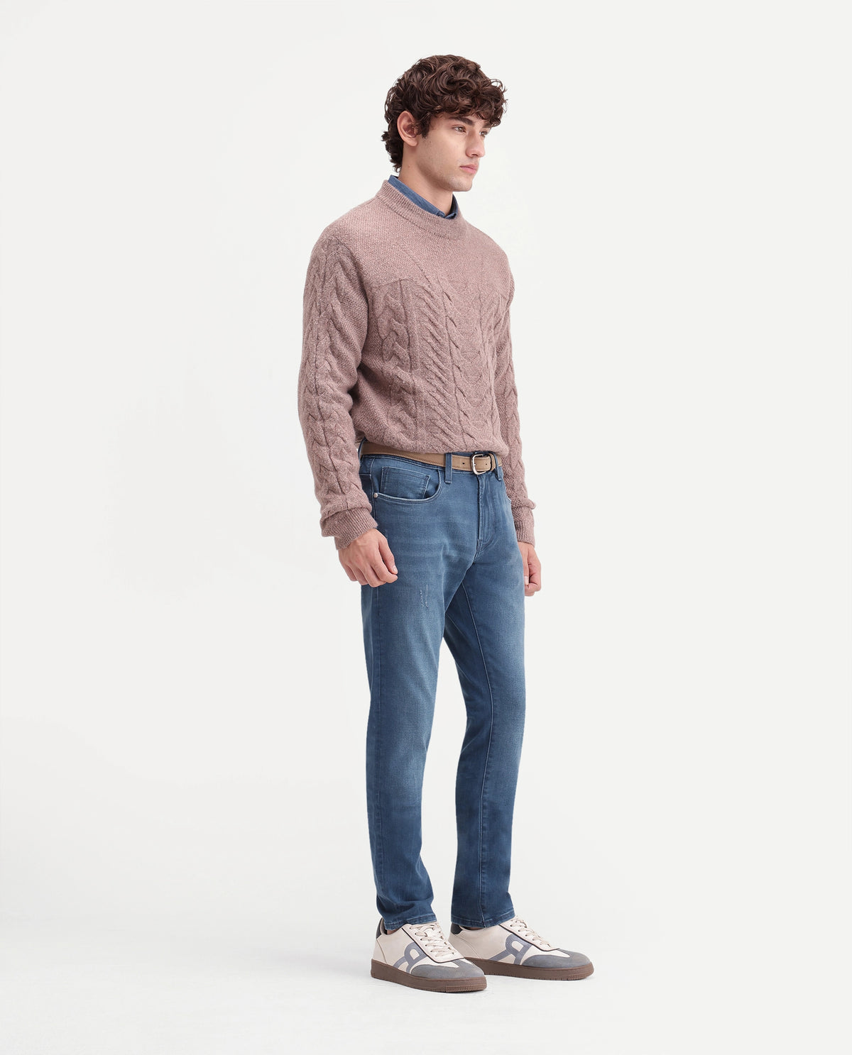Rare Rabbit Men's Slig 2 Light Blue Cotton Blend Hawk Slim Plain Jeans