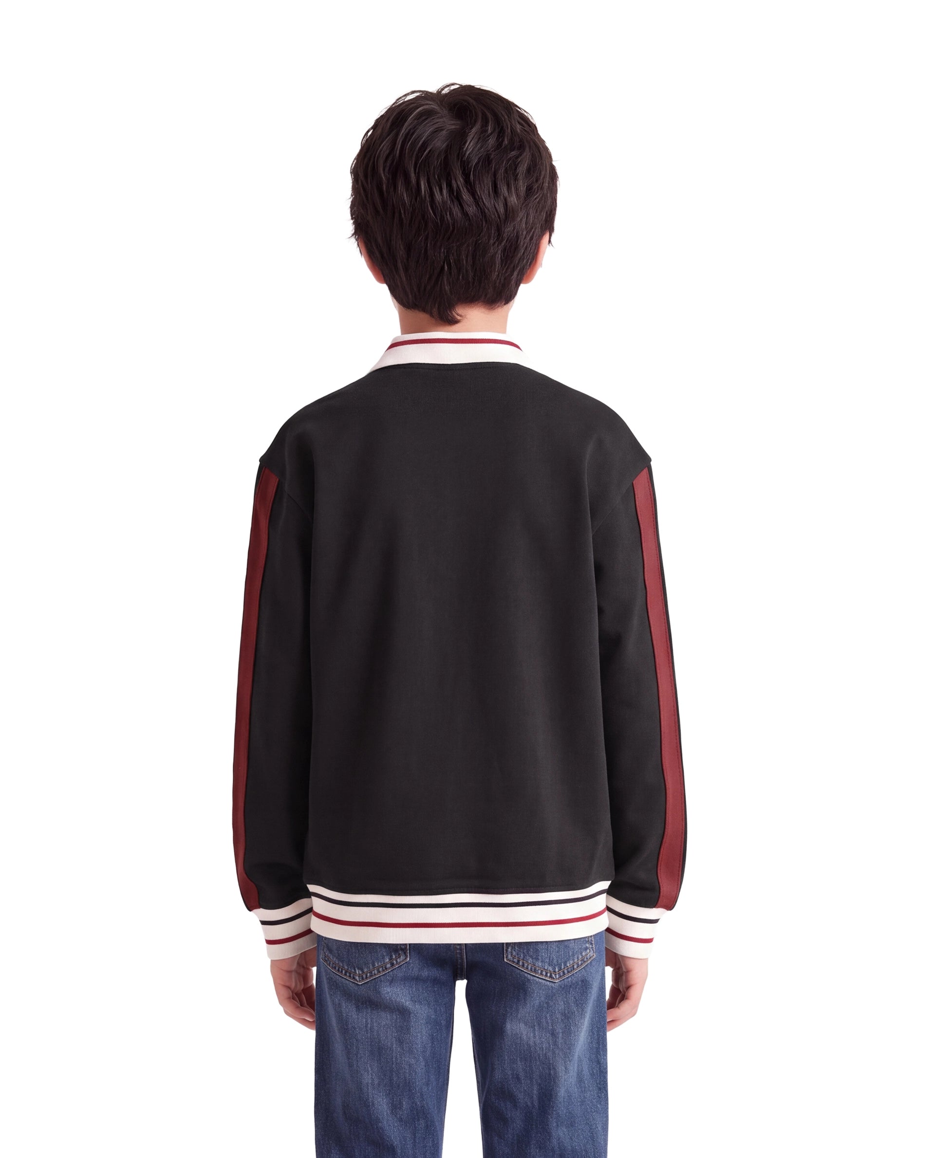 Rare Ones Kids Kitos Black Cotton Blend Fabric Spread Collar Button Closure Regular Fit Graphic Print Polo