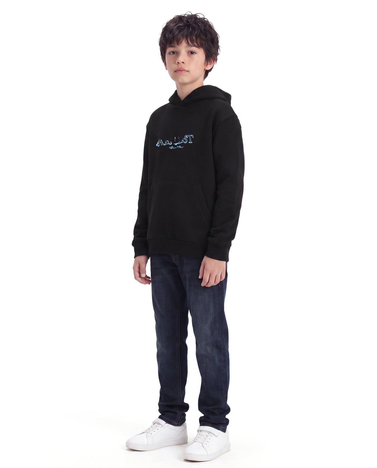 Rare Ones Kids Martin Dark Blue Cotton Blend Fabric Button And Zip Closure Regular Fit Plain Jeans