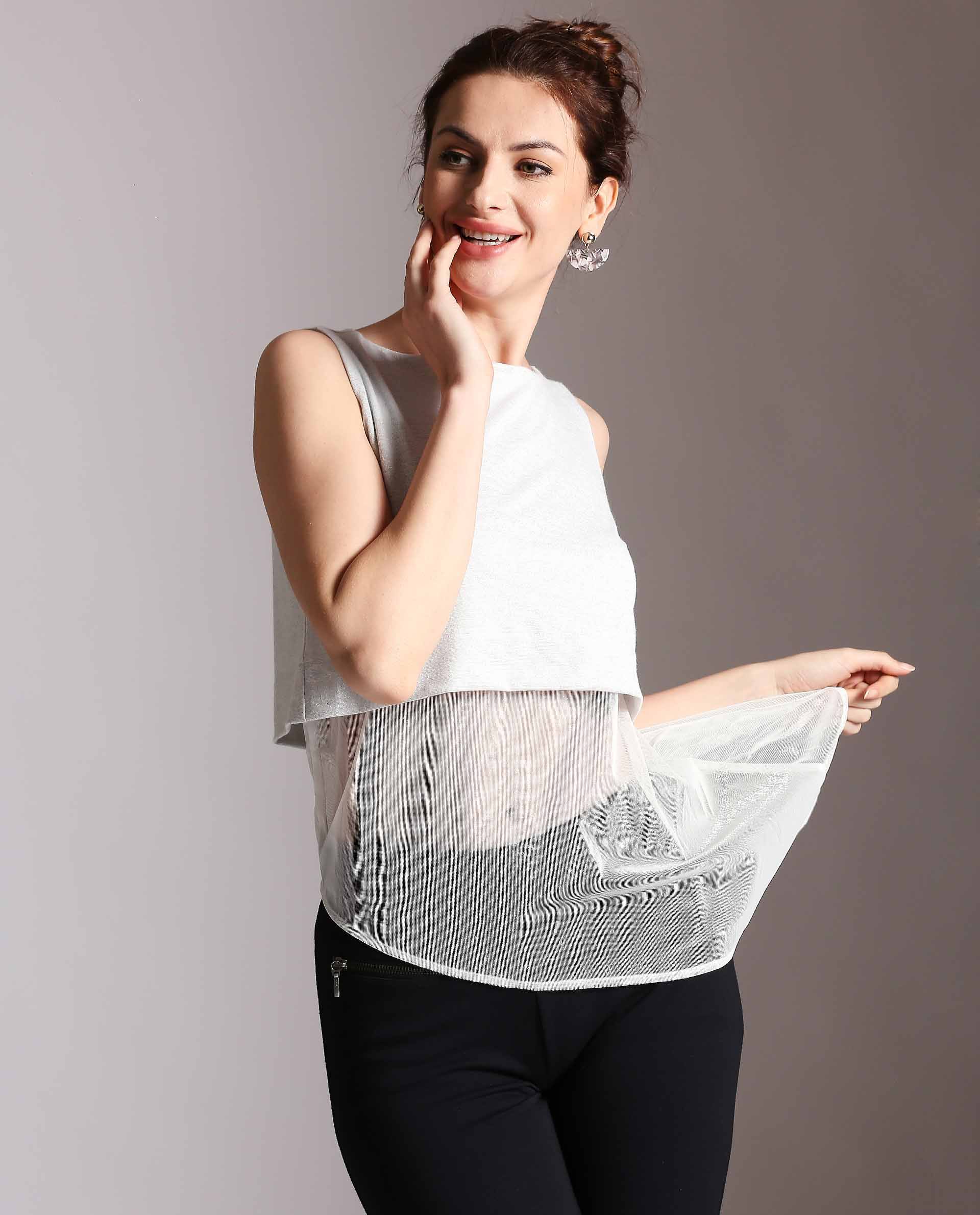 Rareism Women Orion White Top Sleeveless