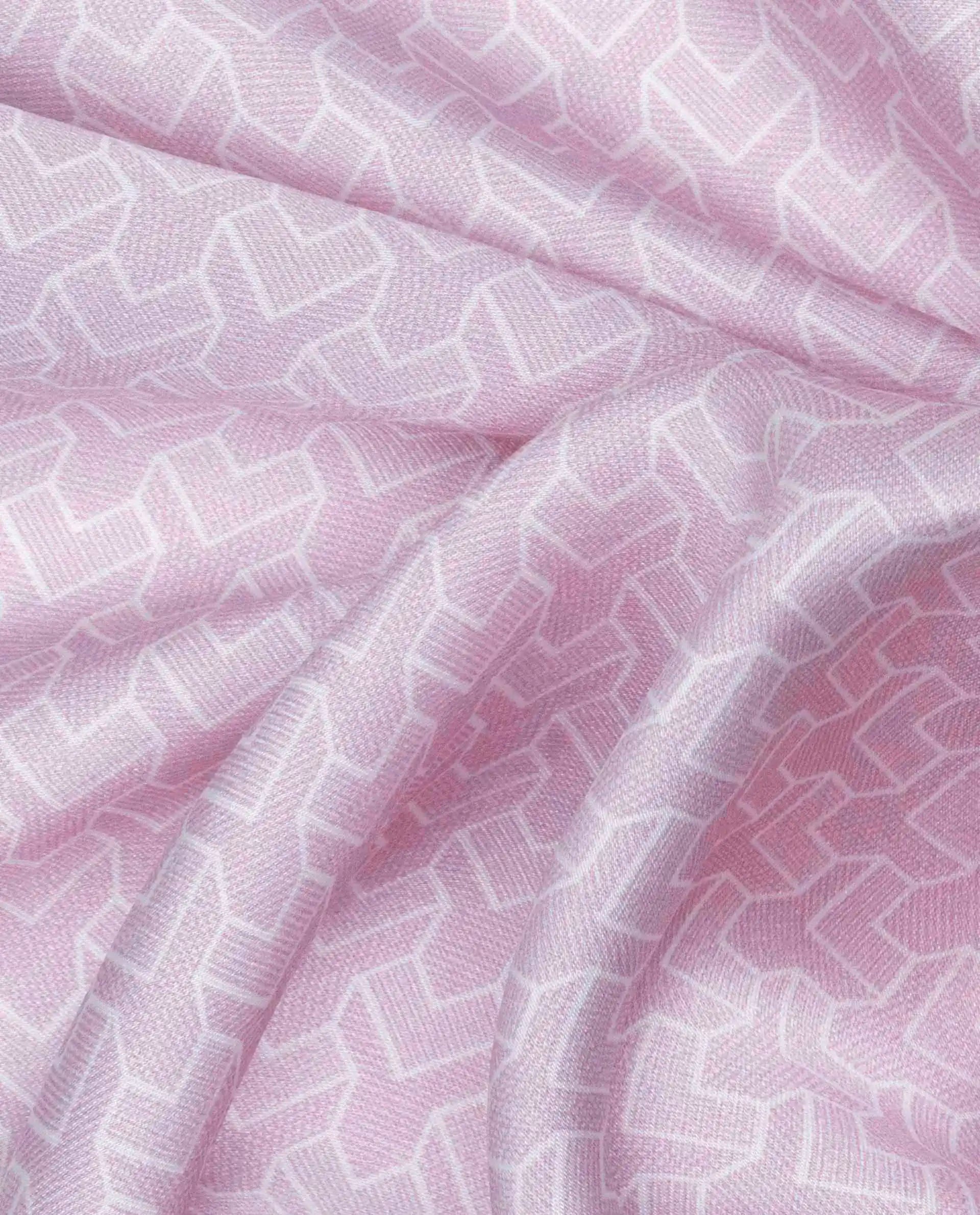 Rare Rabbit Men's Noaa Pink Silk Fabric Monogram Print Pocket Square