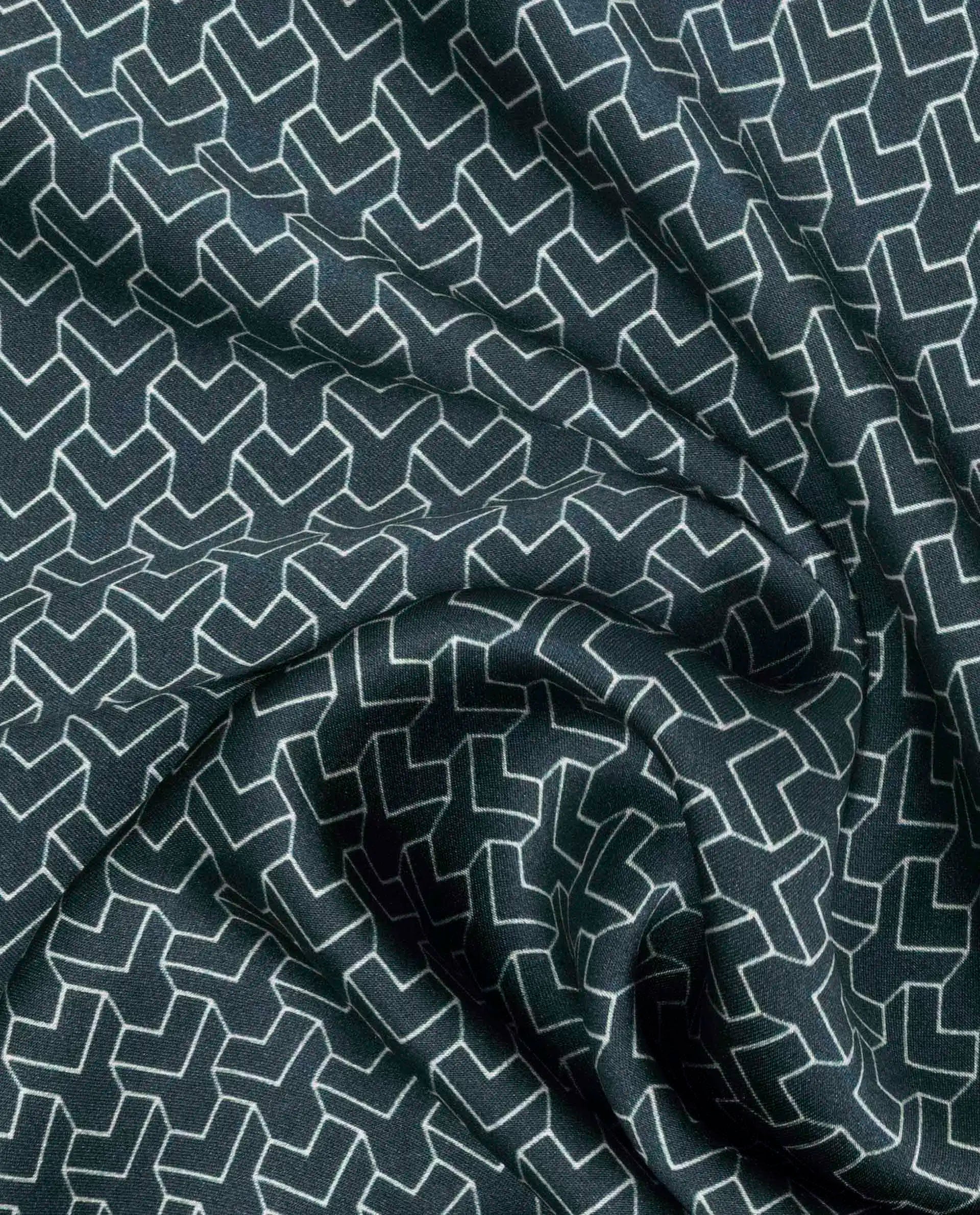 Rare Rabbit Men's Noaa-2 Turq Silk Fabric Monogram Print Pocket Square