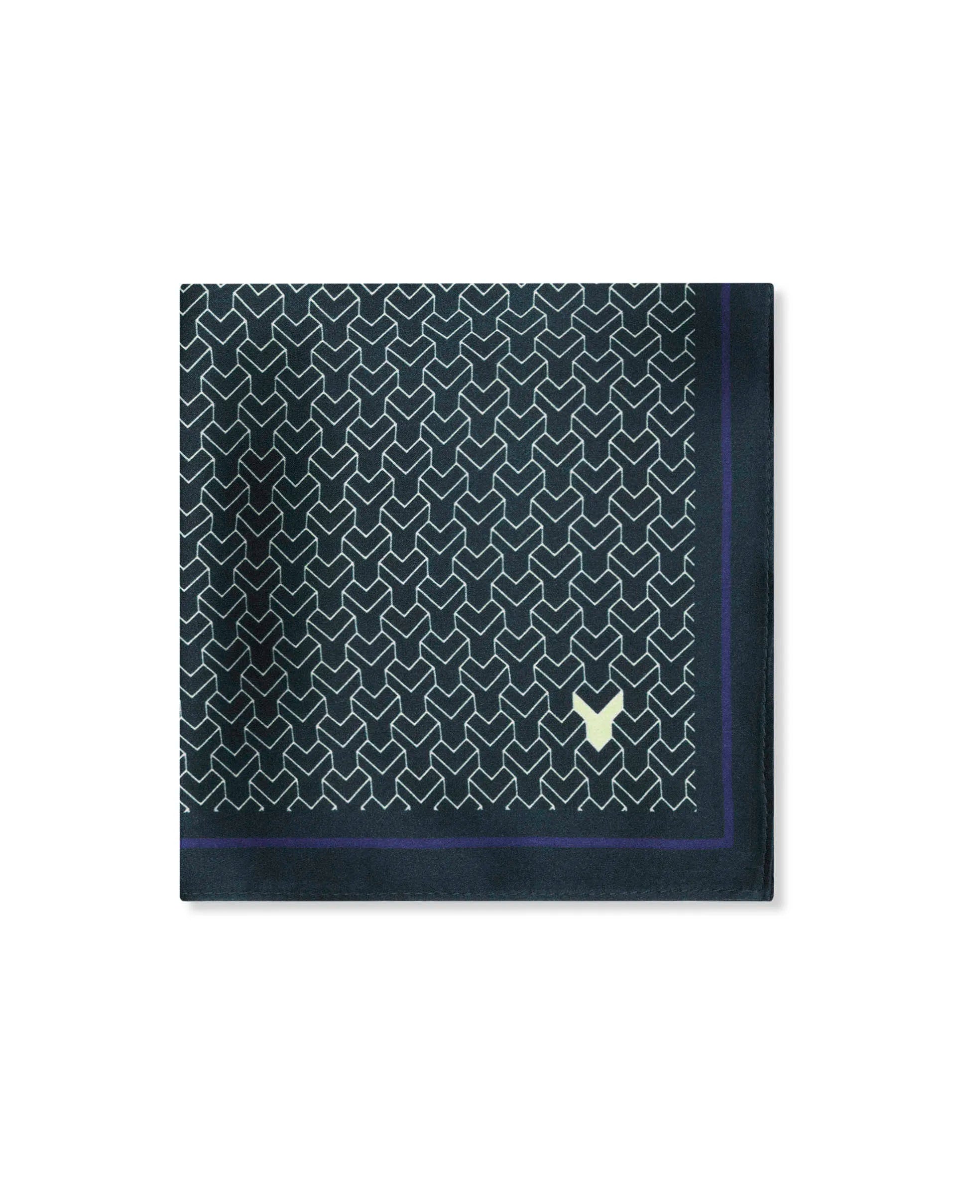 Rare Rabbit Men's Noaa-2 Turq Silk Fabric Monogram Print Pocket Square