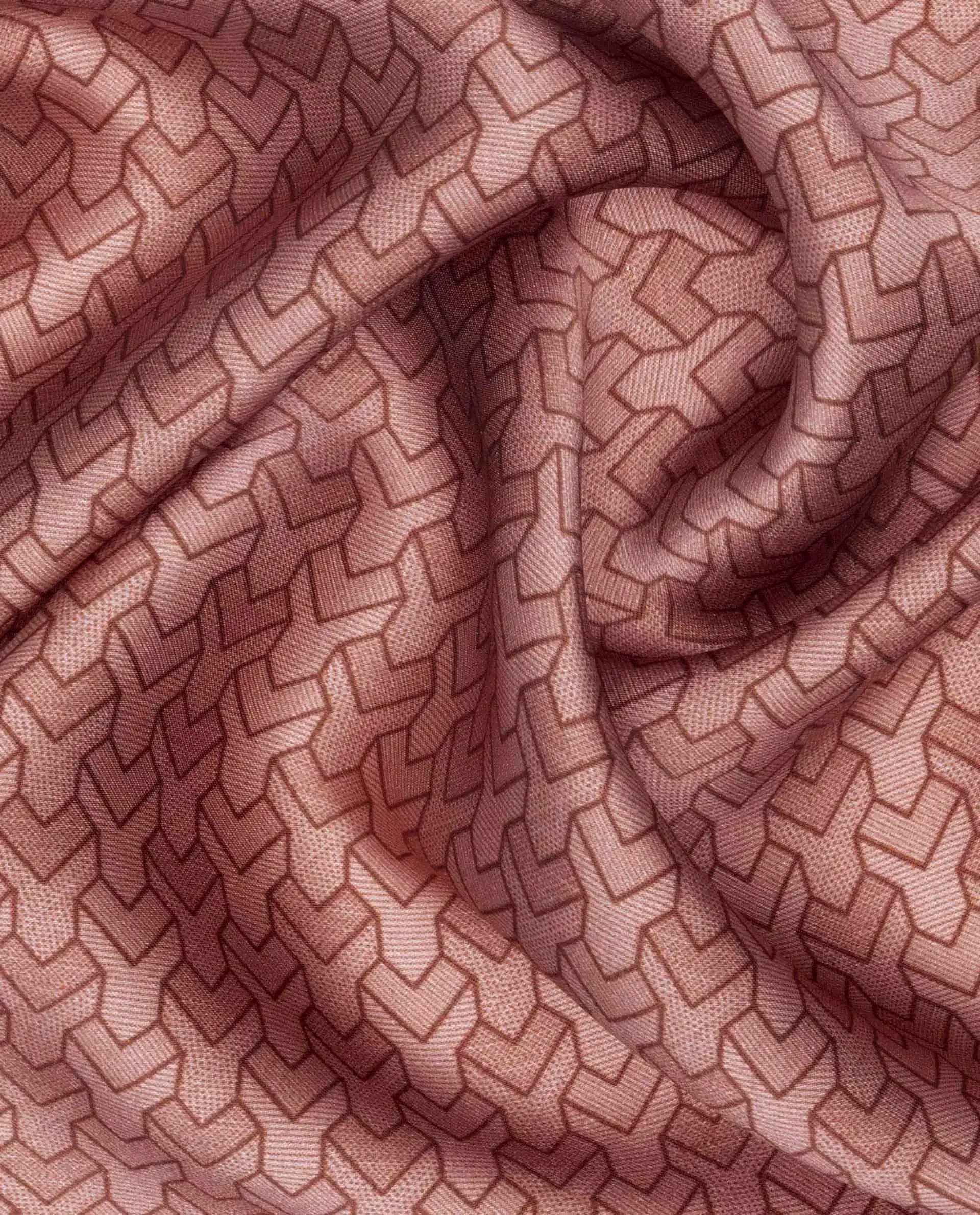 Rare Rabbit Men's Noaa Peach Silk Fabric Monogram Print Pocket Square