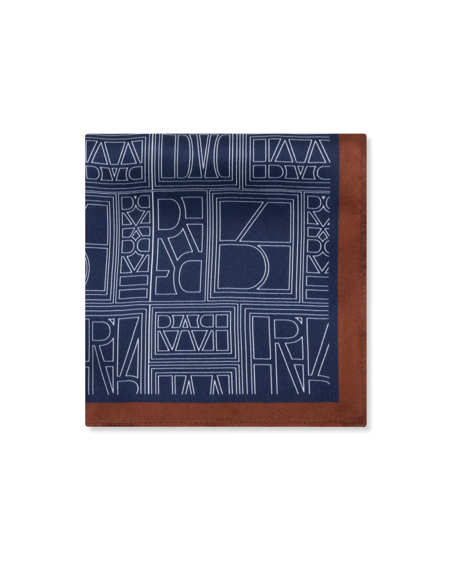 Rare Rabbit Men's Dani Royal Blue Silk Fabric Monogram Print Pocket Square