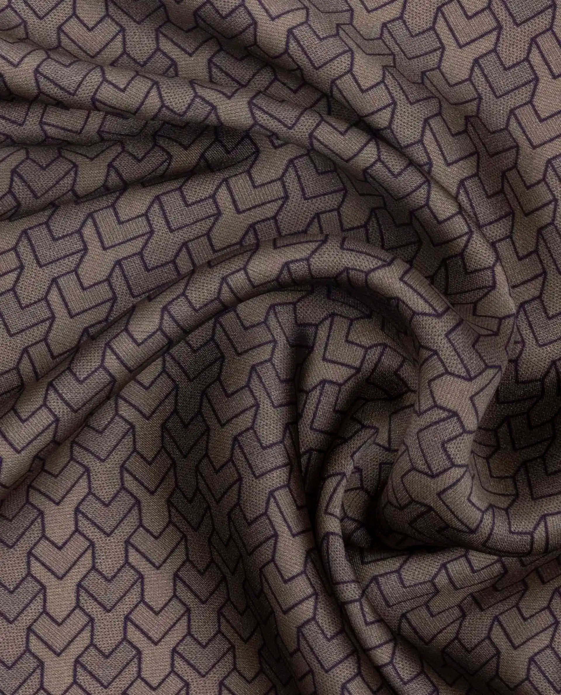 Rare Rabbit Men's Noaa-2 Light Brown Silk Fabric Monogram Print Pocket Square