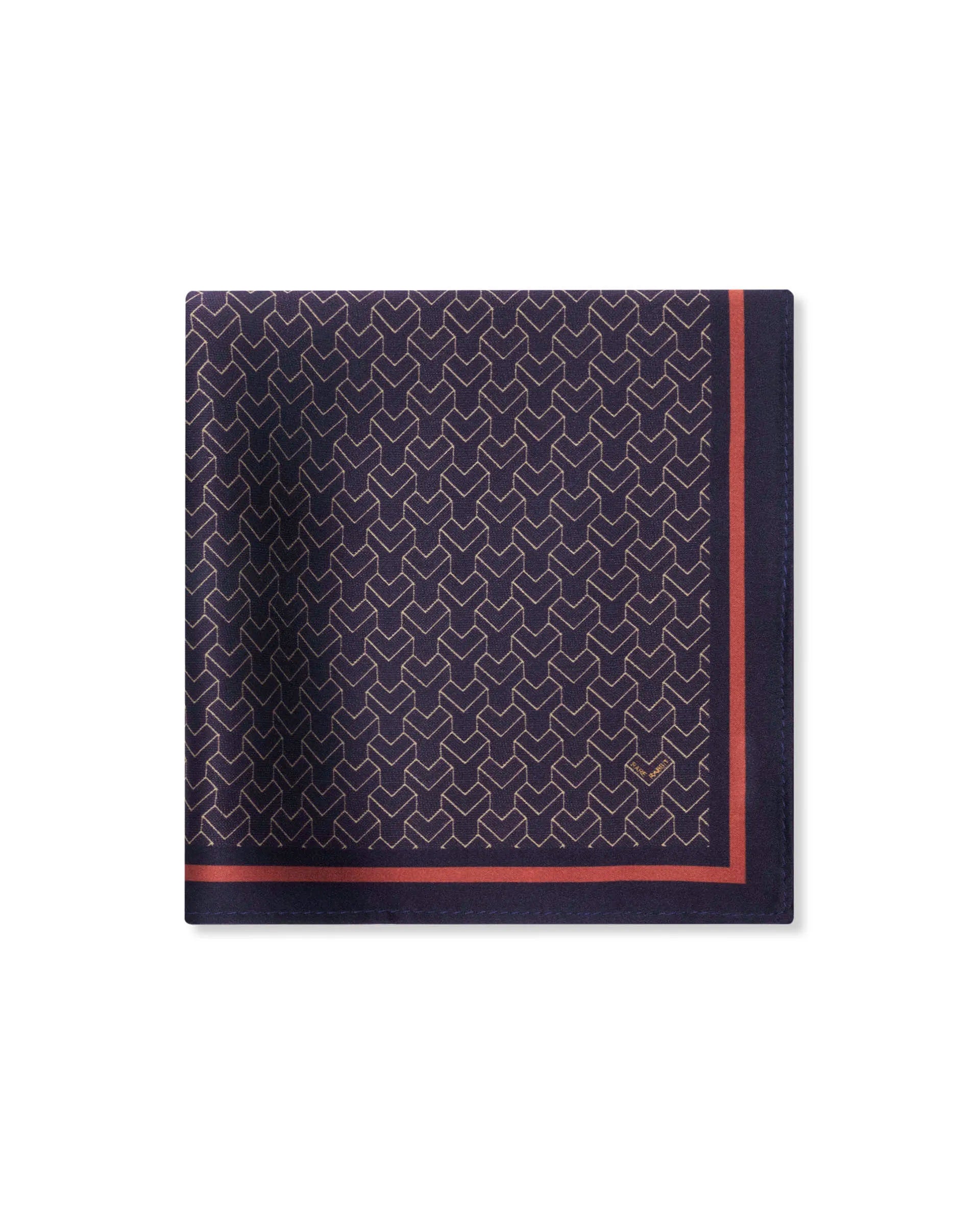 Rare Rabbit Men's Noaa Purple Silk Fabric Monogram Print Pocket Square