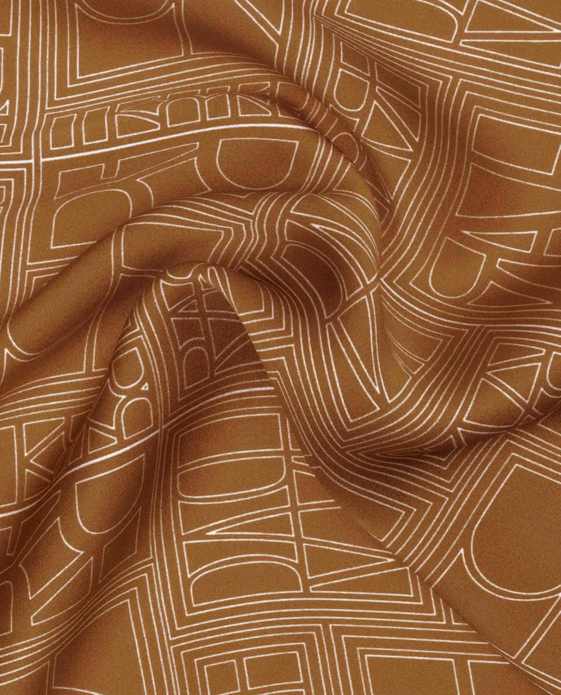 Rare Rabbit Men's Dani Mustard Silk Fabric Monogram Print Pocket Square