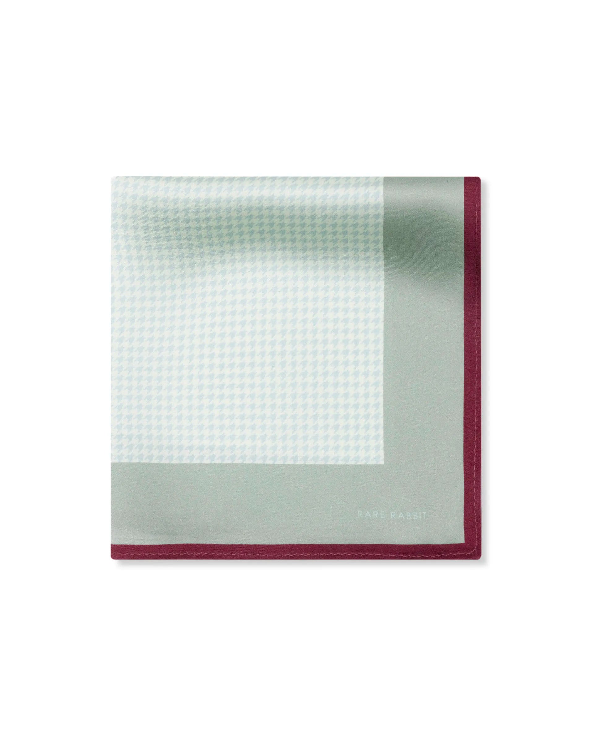 Rare Rabbit Men's Cann Off White Silk Fabric Houndstooth Print Pocket Square