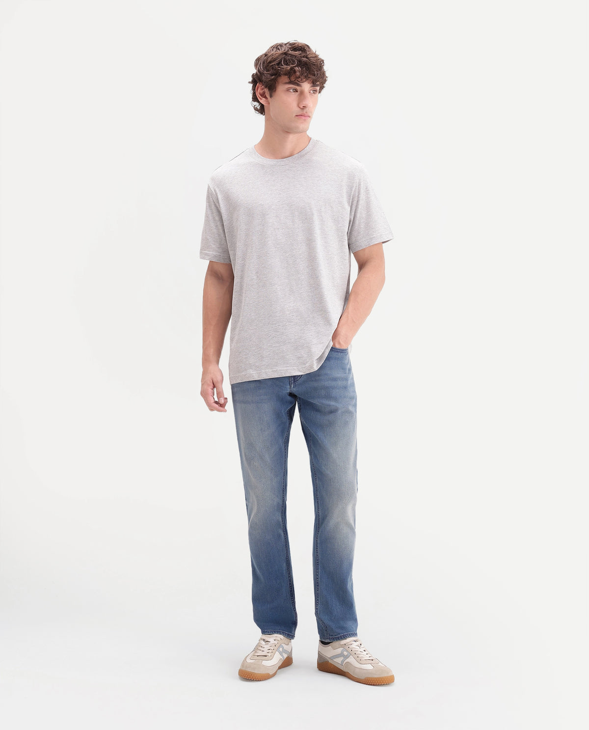 Rare Rabbit Men's Aby 26 Dusky Blue Cotton Blend Hawk Slim Plain Jeans