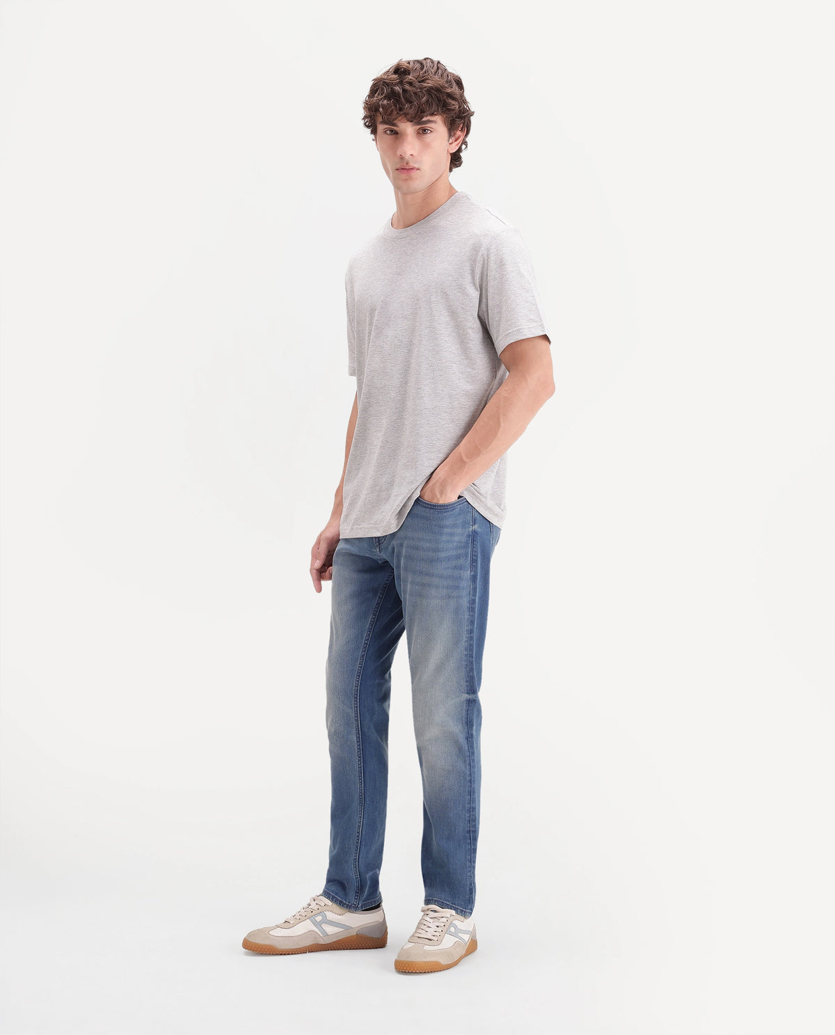 Rare Rabbit Men's Aby 26 Dusky Blue Cotton Blend Hawk Slim Plain Jeans