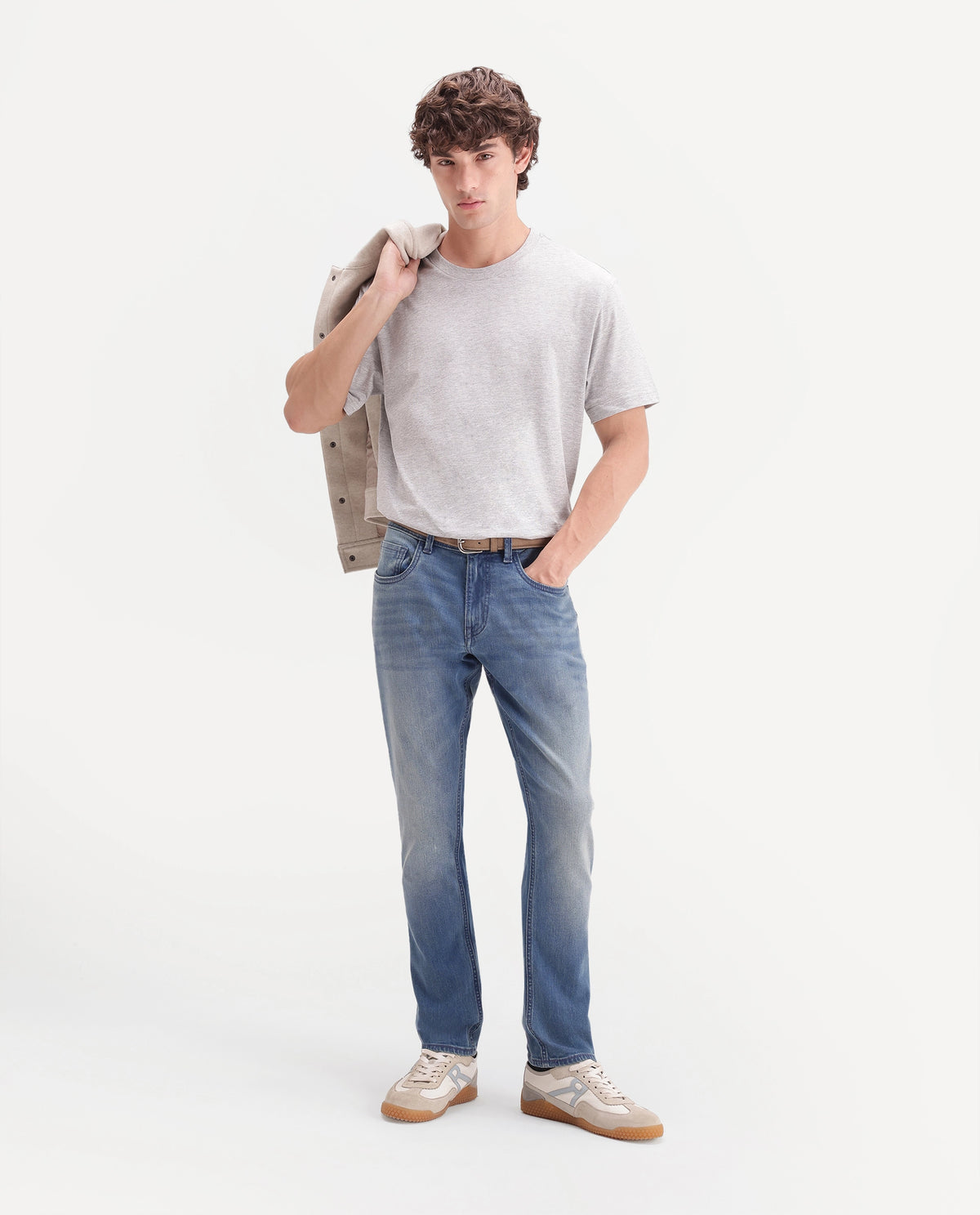 Rare Rabbit Men's Aby 26 Dusky Blue Cotton Blend Hawk Slim Plain Jeans