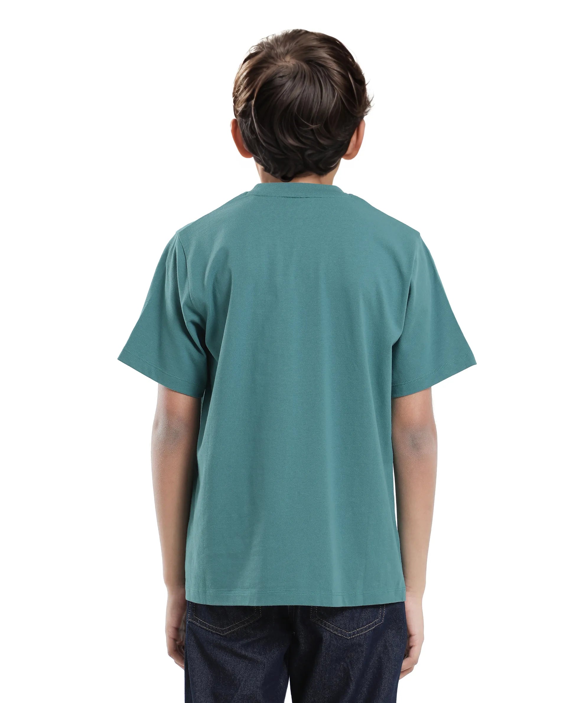 Rare Ones Kids Act-K Dark Green Cotton Solid Slip-On Regular Fit T-Shirt