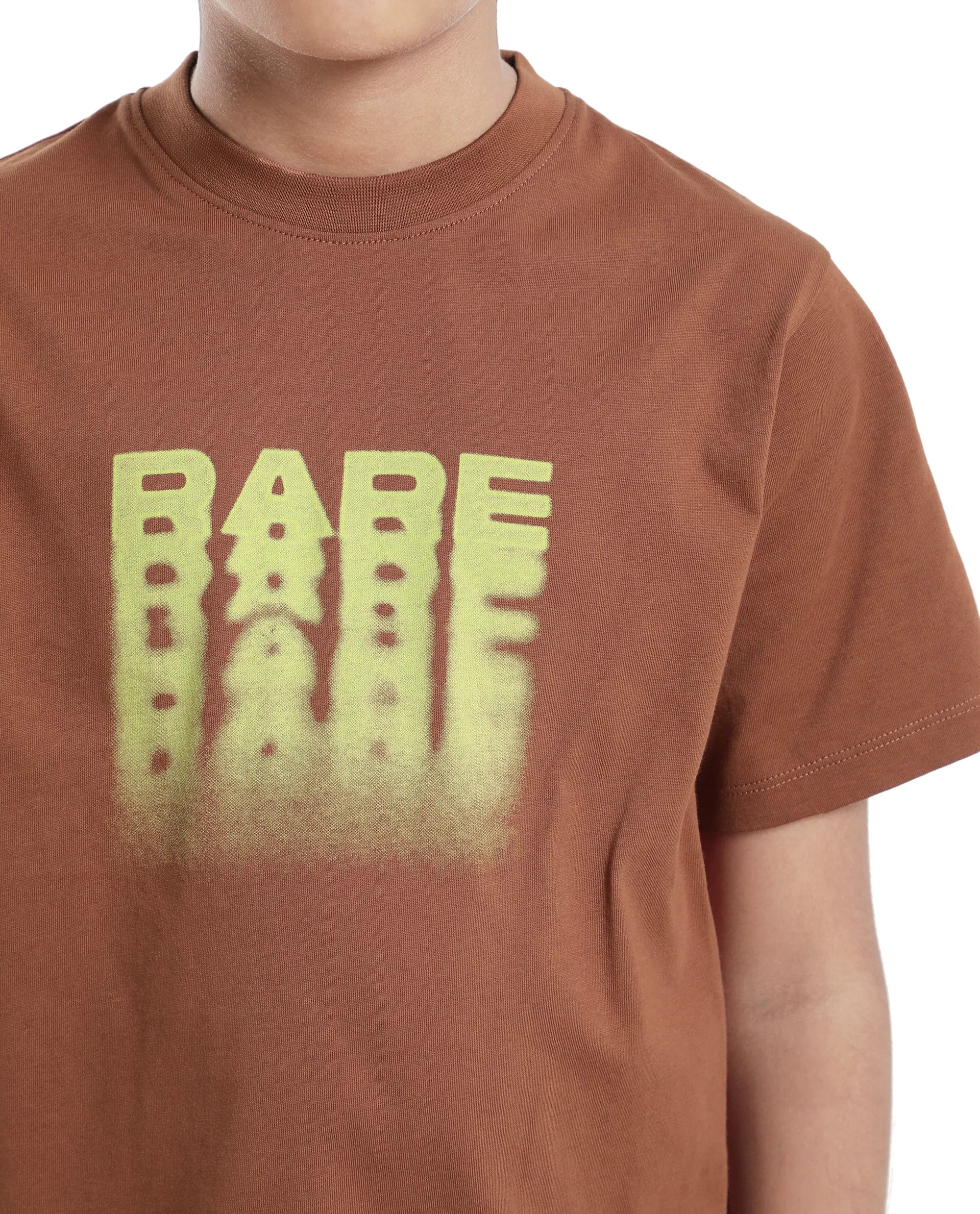 Rare Ones Kids Act-K Brown Cotton Printed Slip-On Regular Fit T-Shirt