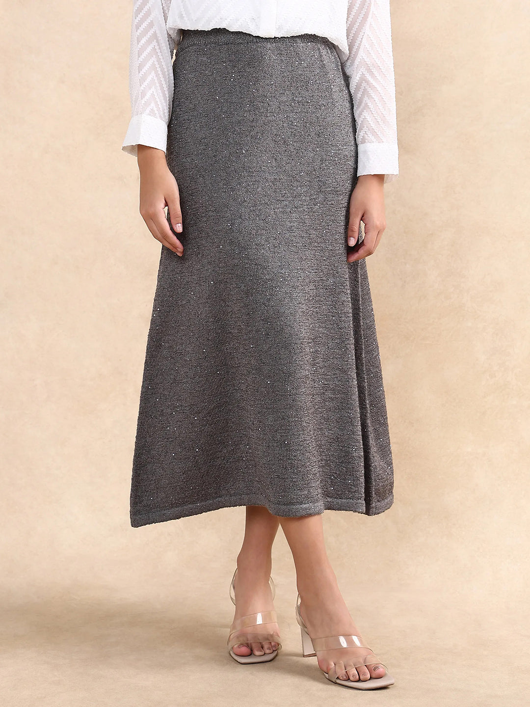 Rareism Women Adiyaman B Dark Grey Plain Skirt