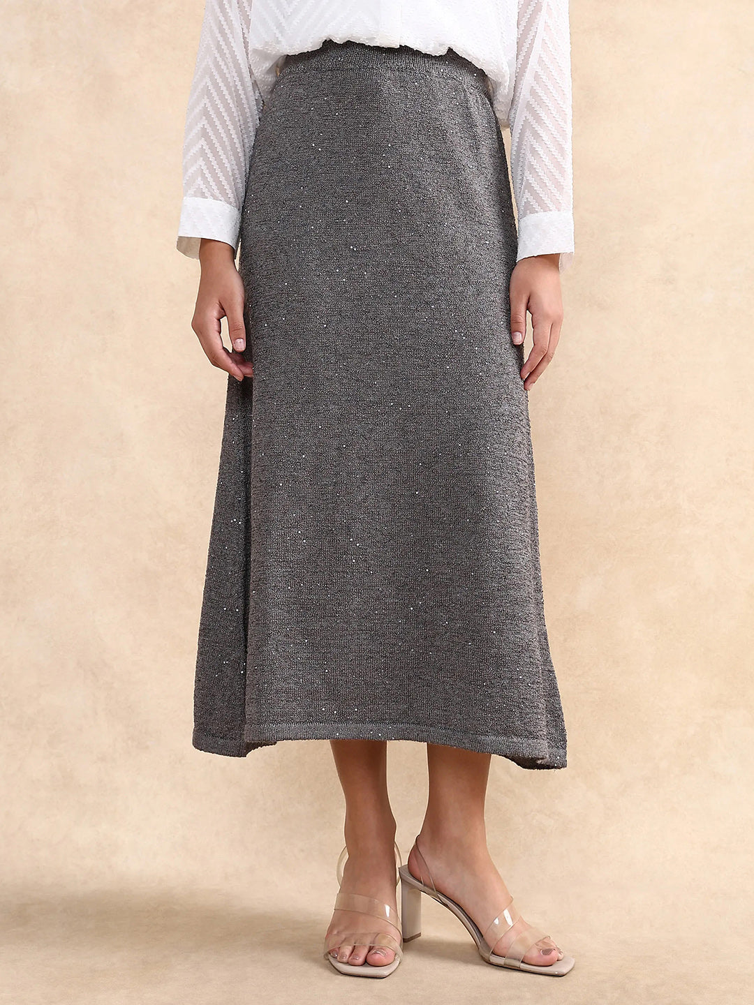Rareism Women Adiyaman B Dark Grey Plain Skirt