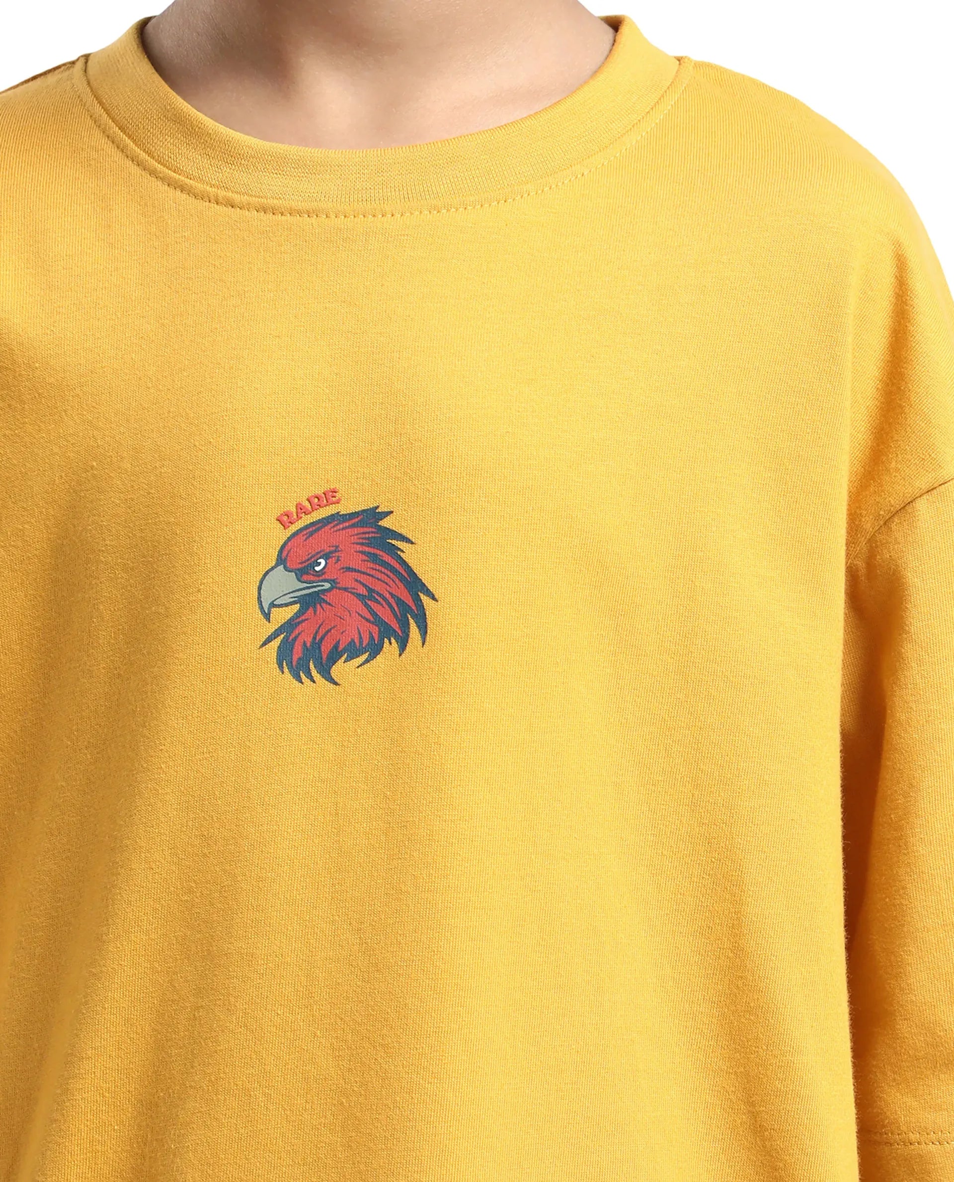 Rare Ones Kids Aerie-T Yellow Cotton Graphic Print Slip-On Oversized Fit T-Shirt