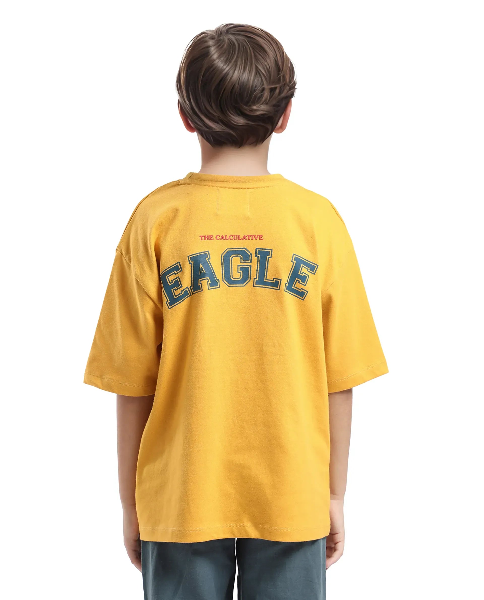 Rare Ones Kids Aerie-T Yellow Cotton Graphic Print Slip-On Oversized Fit T-Shirt
