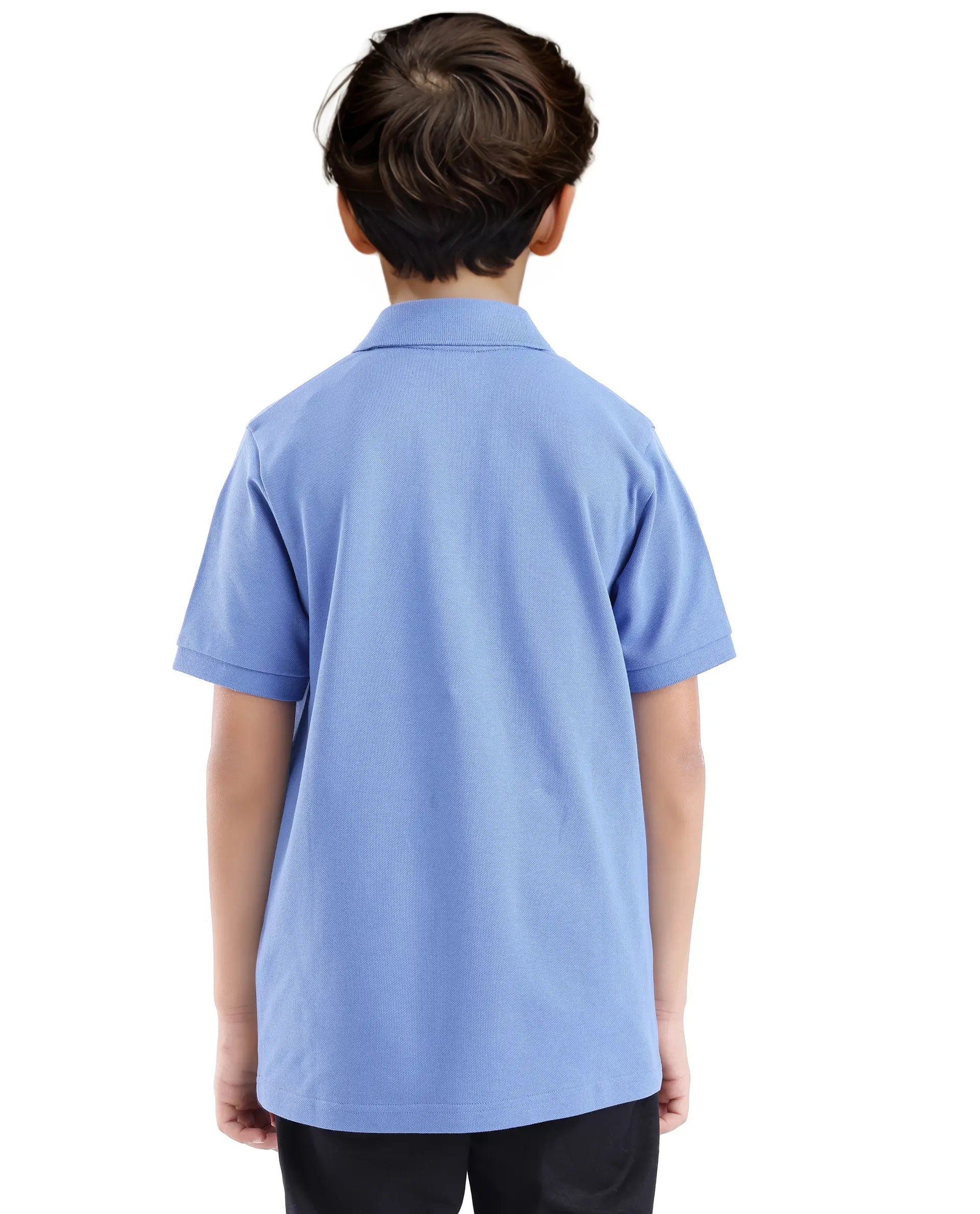 Rare Ones Kids Aimo Dark Blue Cotton Short Sleeve Collared Neck HD Print Polo