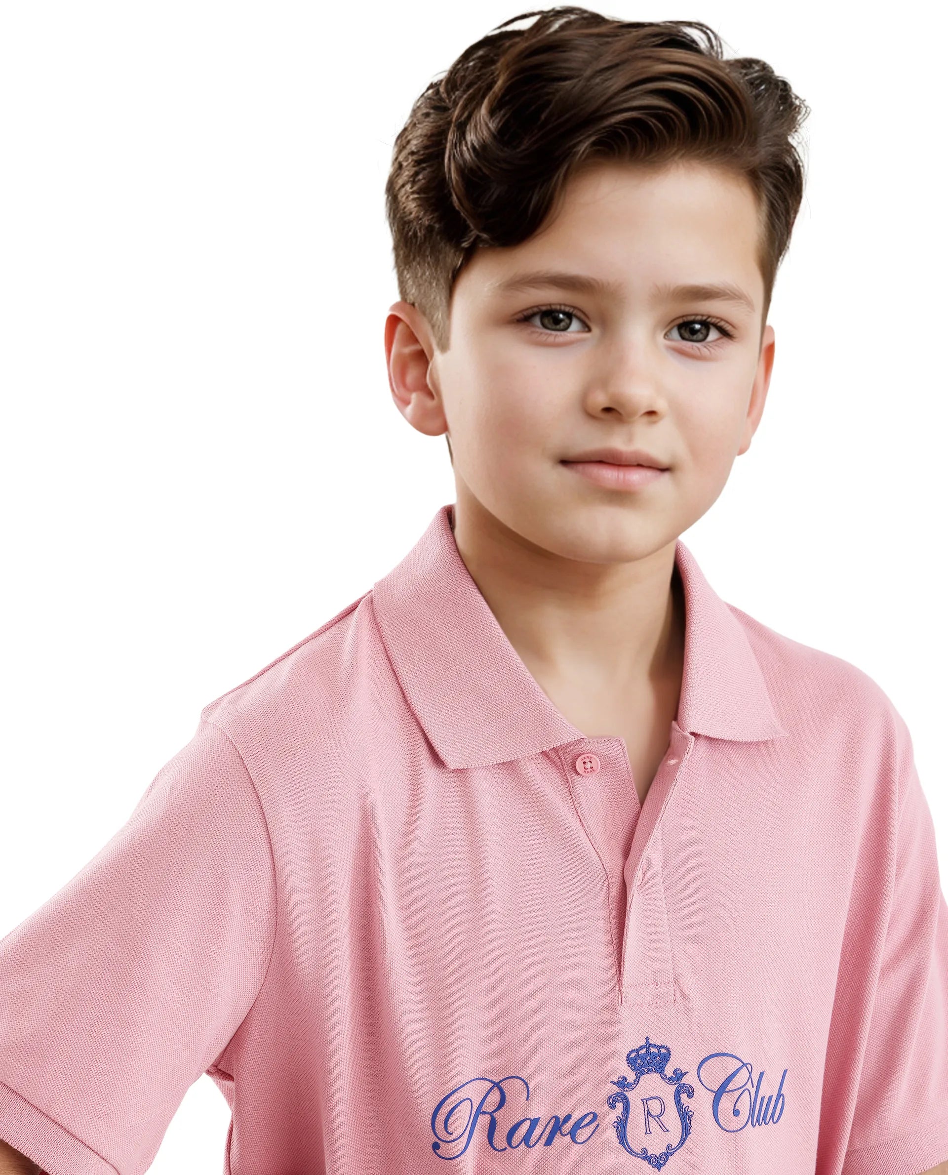 Rare Ones Kids Aimo Pastel Pink Cotton Short Sleeve HD Print Polo
