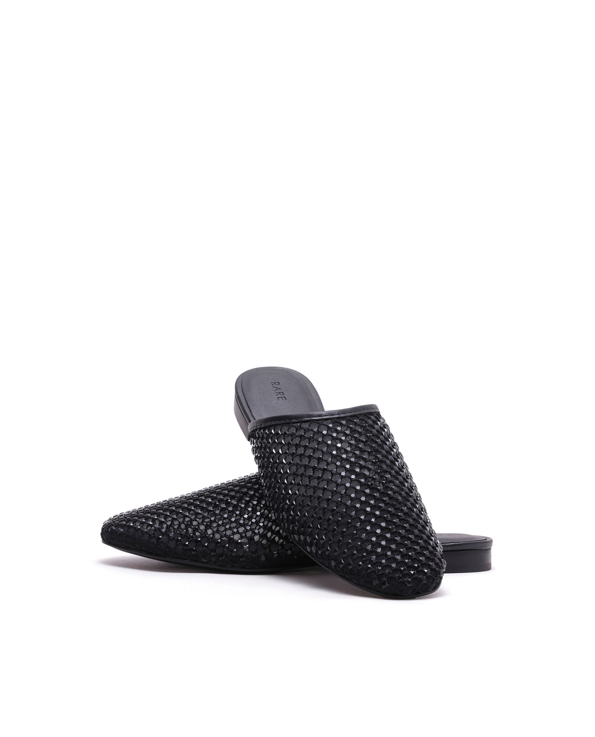 Rarez Women's Aira Black Micro Fiber & Mesh Low Flats