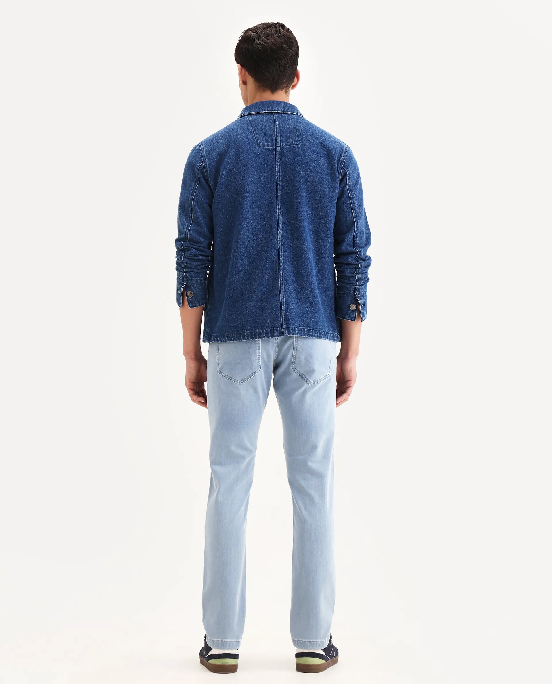 Rare Rabbit Men's Airus-S Light Blue Cotton Fabric Hawk Slim Plain Jeans