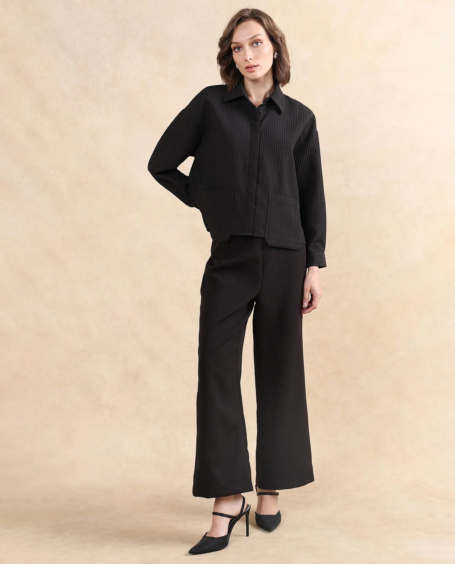 Rareism Women Albury Black Plain Jacket