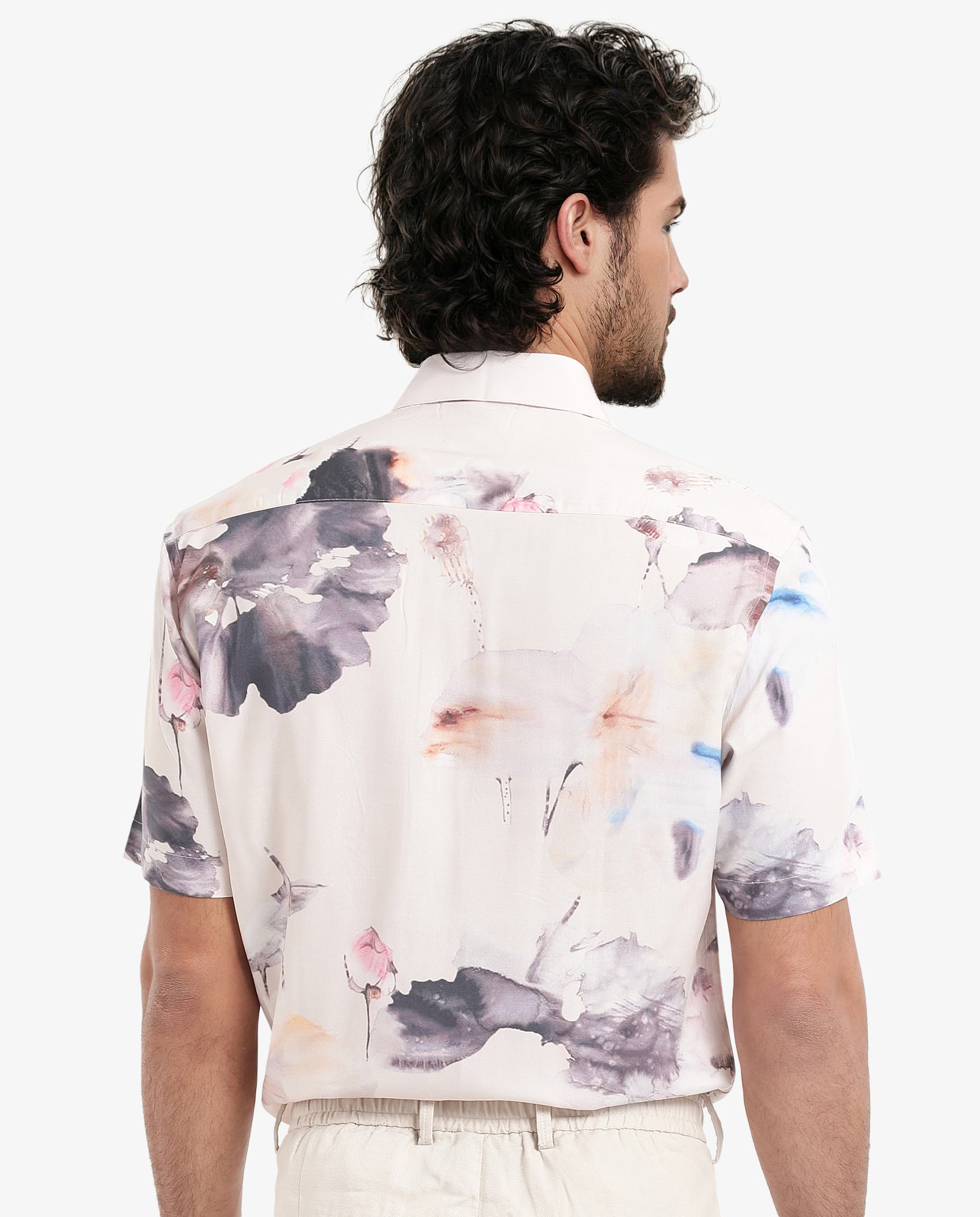 Rare Rabbit Men's Alcamy White Viscose Fabric Half Sleeves Regular Fit Floral Print Shirt